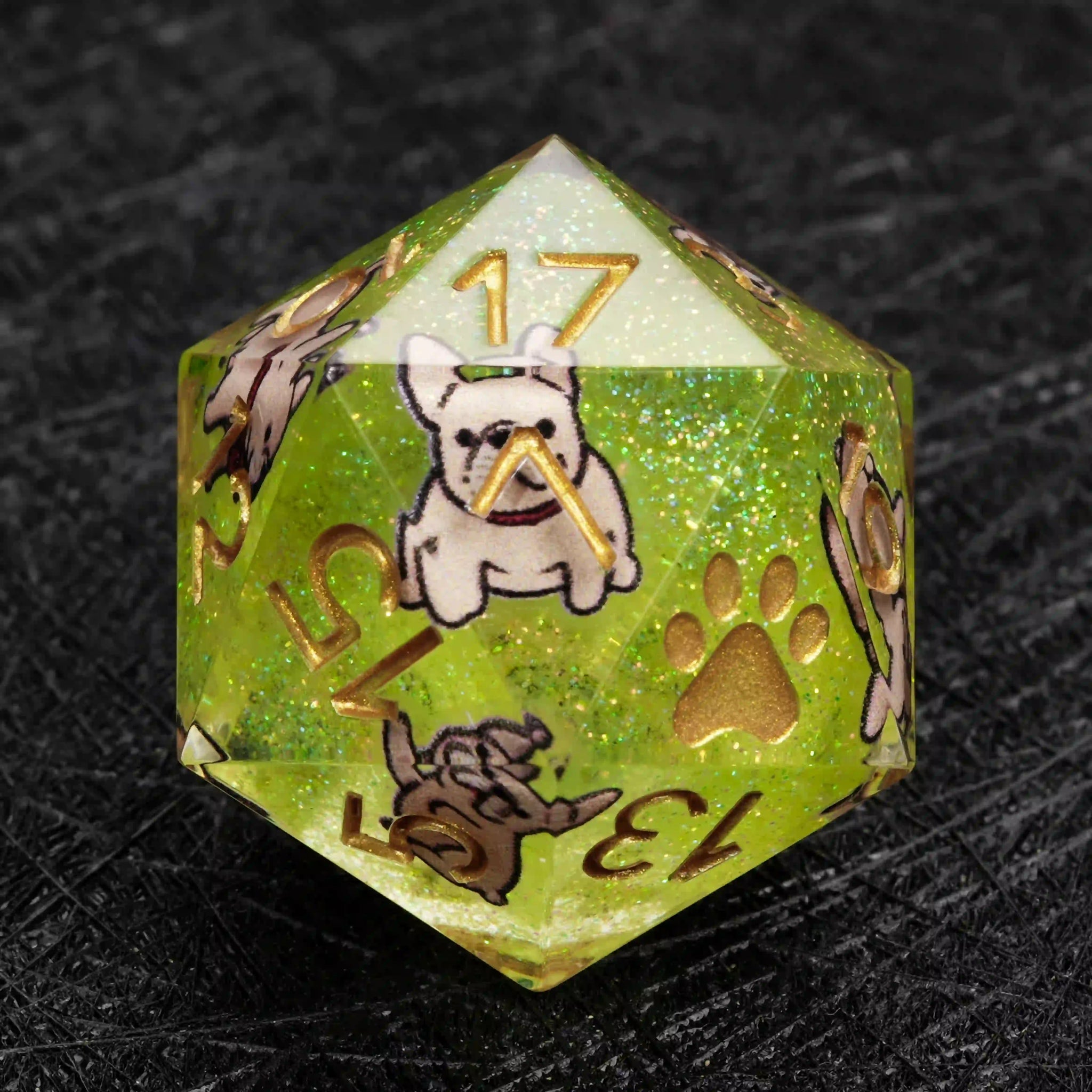 Kickstarter Dice – Canine Legends French Bulldog Resin DND Dice Set | Cute Guardian Dice for RPG Adventures - Bear Dice