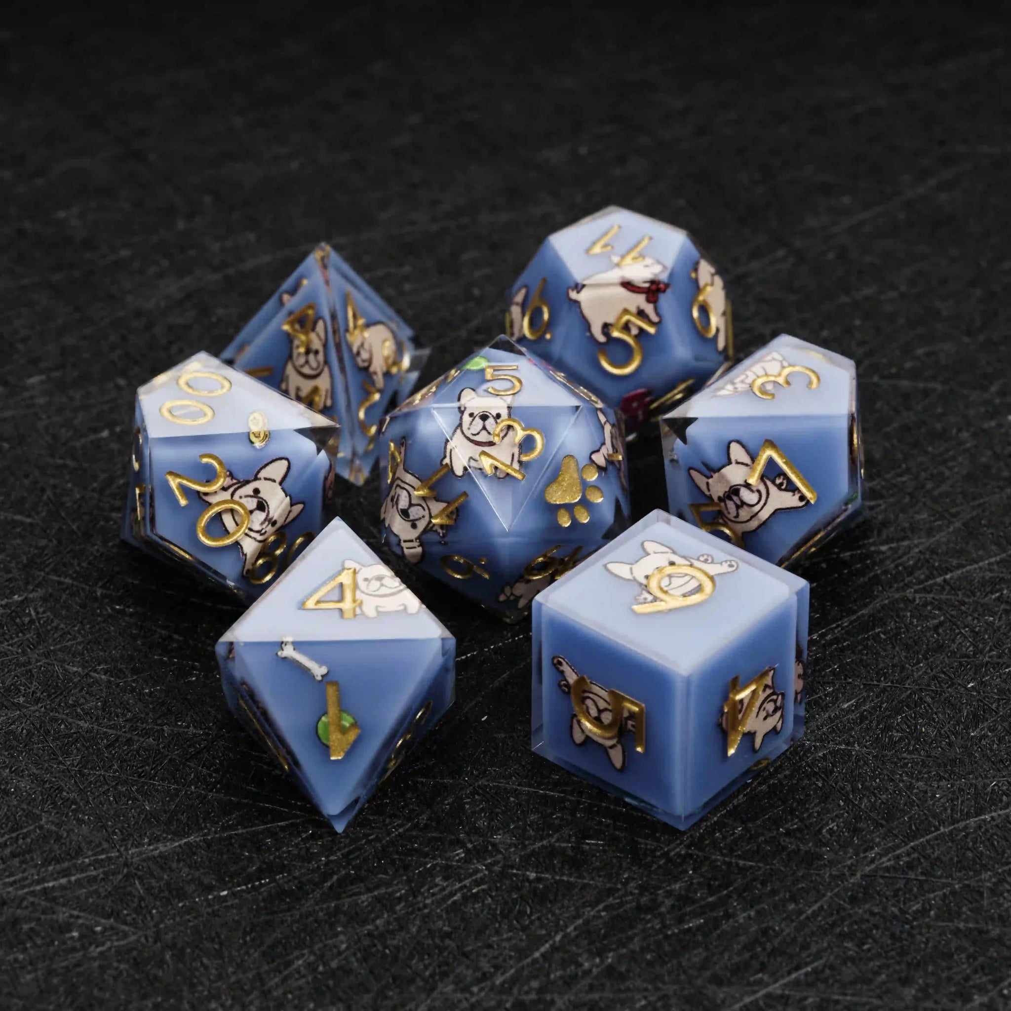Kickstarter Dice – Canine Legends French Bulldog Resin DND Dice Set | Cute Guardian Dice for RPG Adventures - Bear Dice