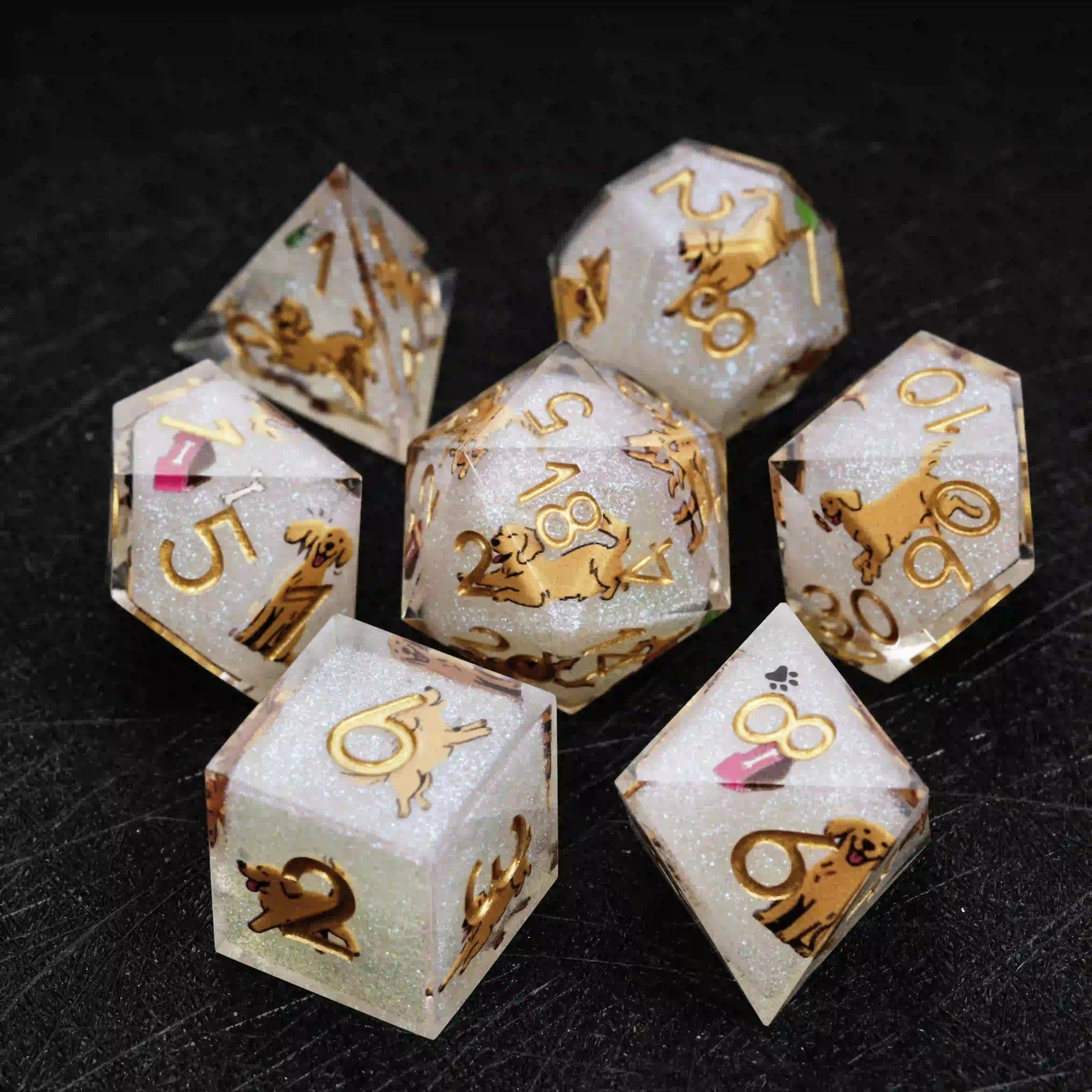 Kickstarter Dice – Canine Legends Golden Retriever Resin RPG Dice Set | Loyal Guardian Dice of Fortune - Bear Dice