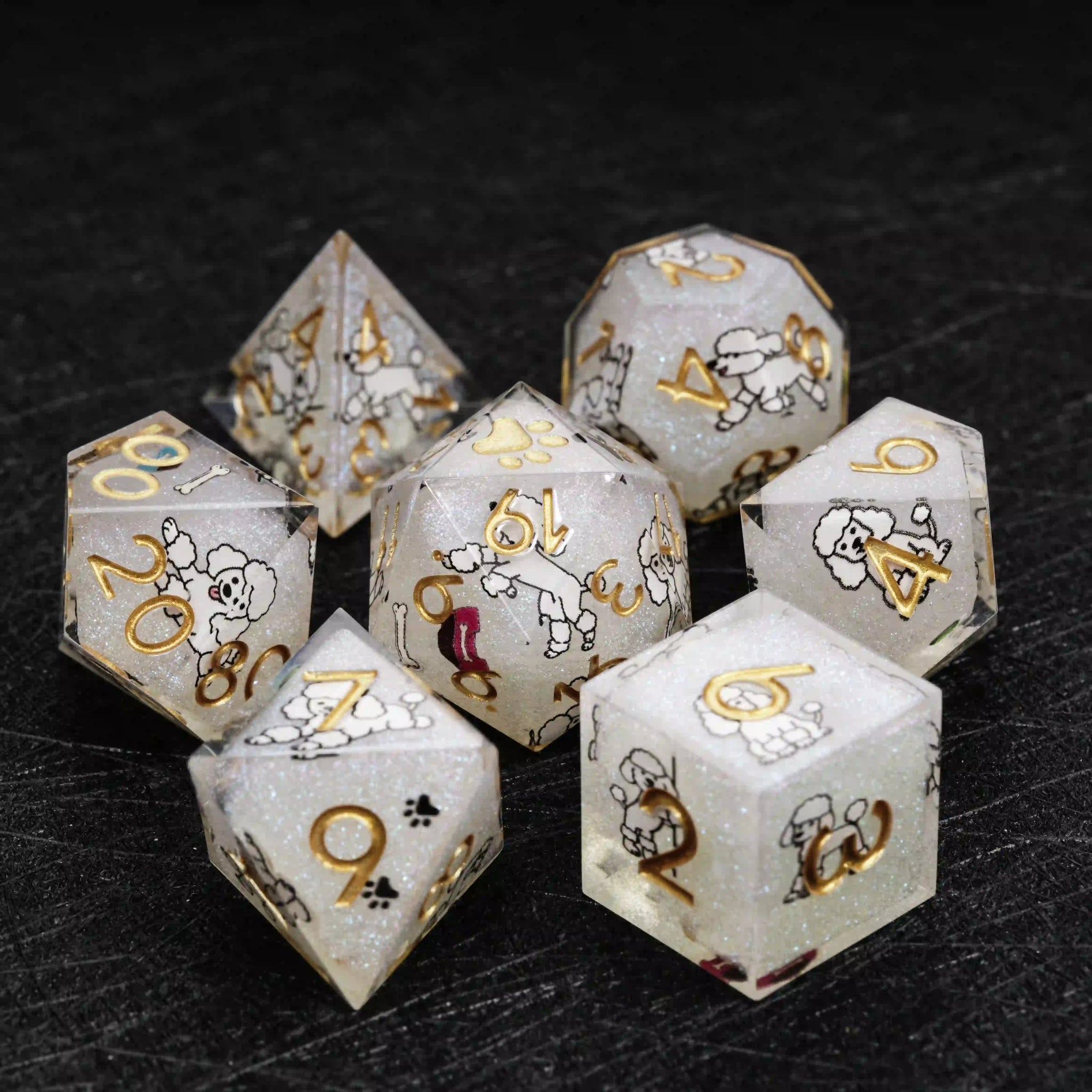 Kickstarter Dice – Canine Legends Poodle Resin DND Dice Set | Guardian Dice - Bear Dice