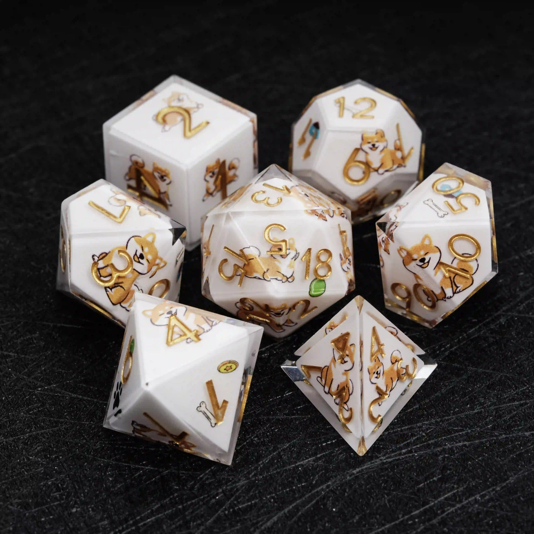 Kickstarter Dice – Canine Legends Shiba Inu Resin DND Dice Set | Lucky Guardian RPG Dice for Dog Lovers - Bear Dice