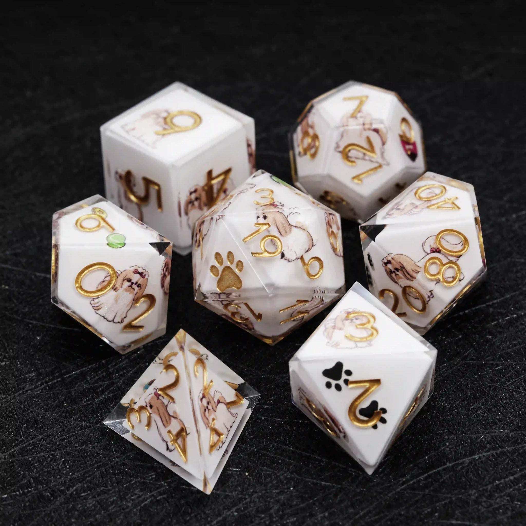 Kickstarter Dice – Canine Legends Shih Tzu Resin DND Dice Set - Bear Dice