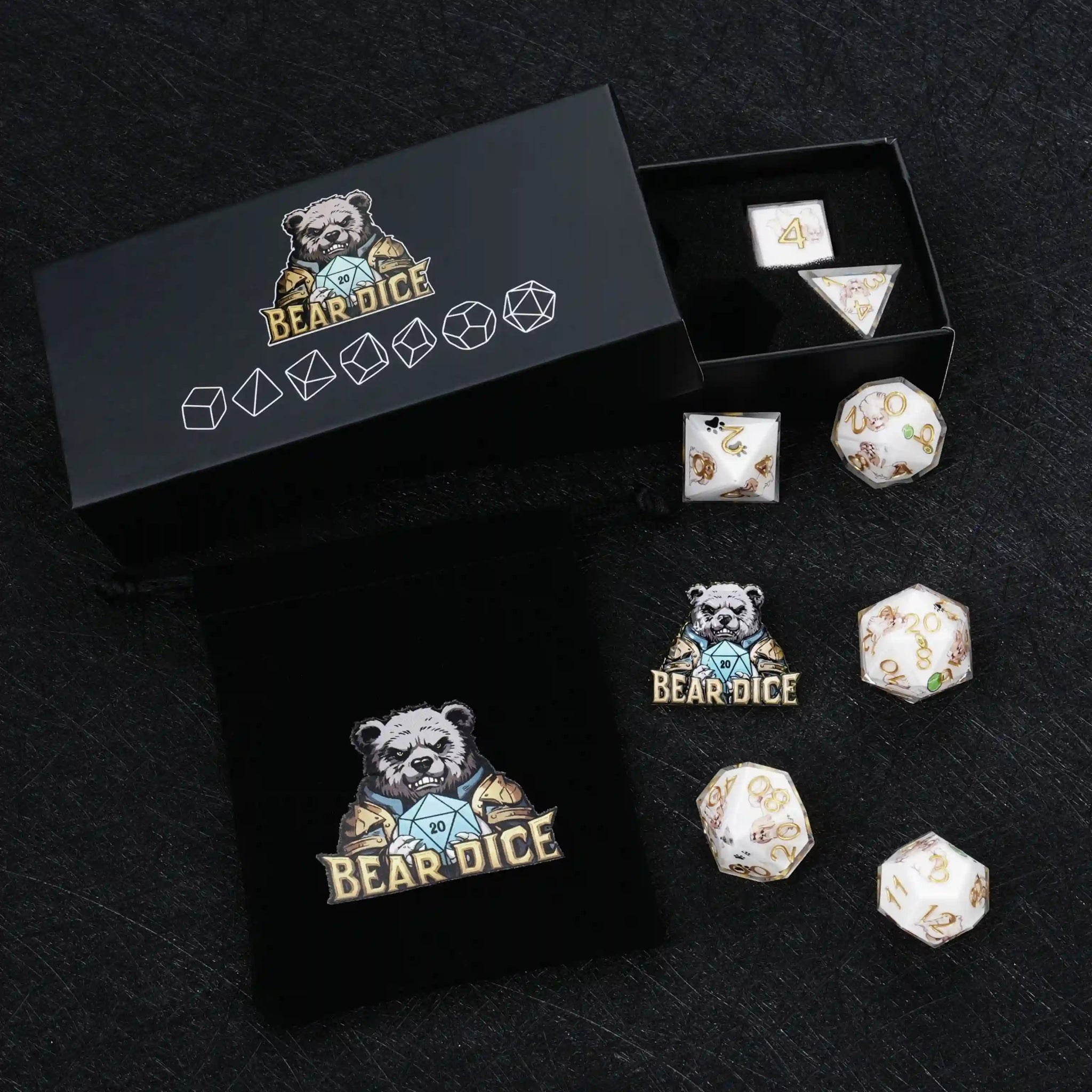 Kickstarter Dice – Canine Legends Shih Tzu Resin DND Dice Set - Bear Dice