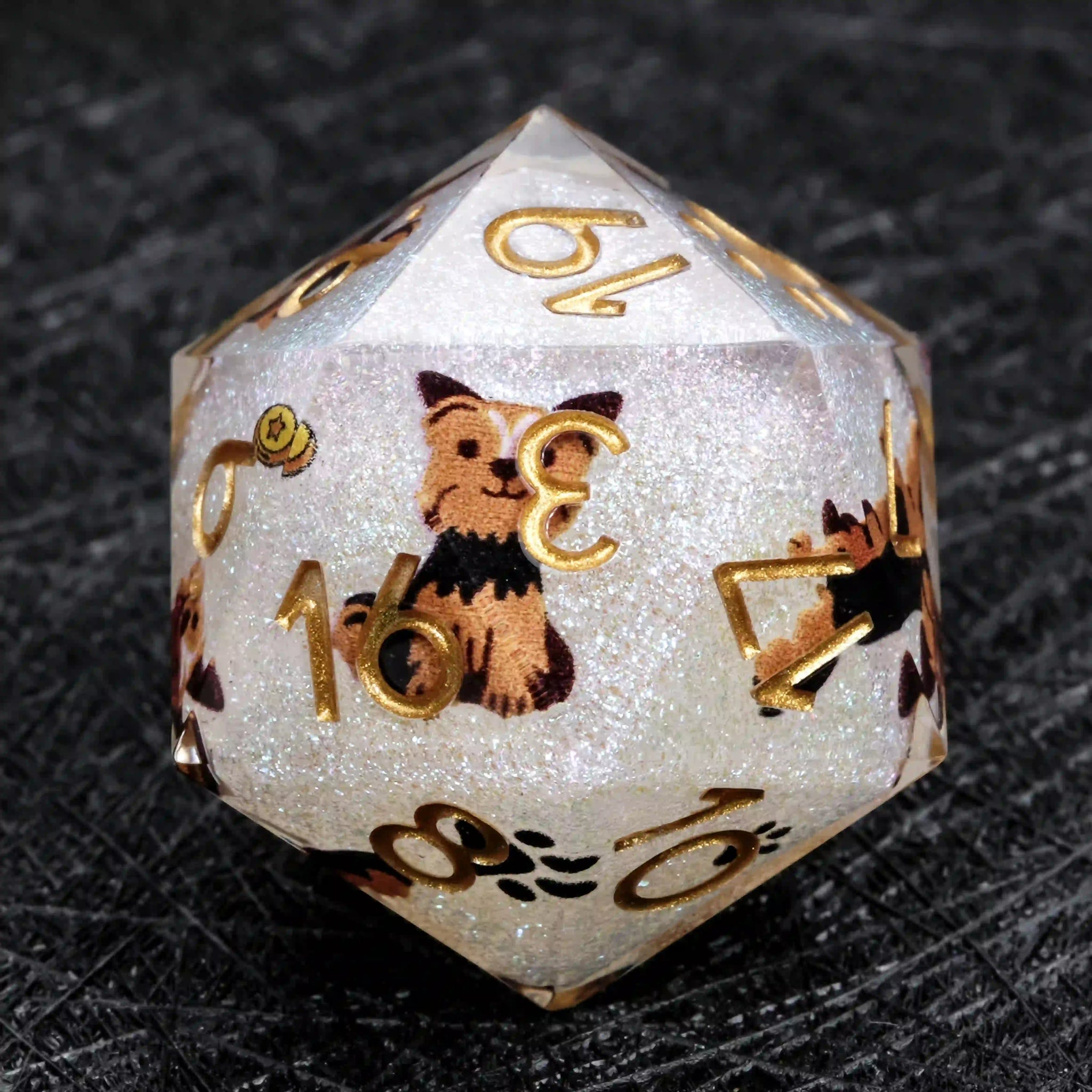 Kickstarter Dice – Canine Legends Yorkie Resin DND Dice Set - Bear Dice