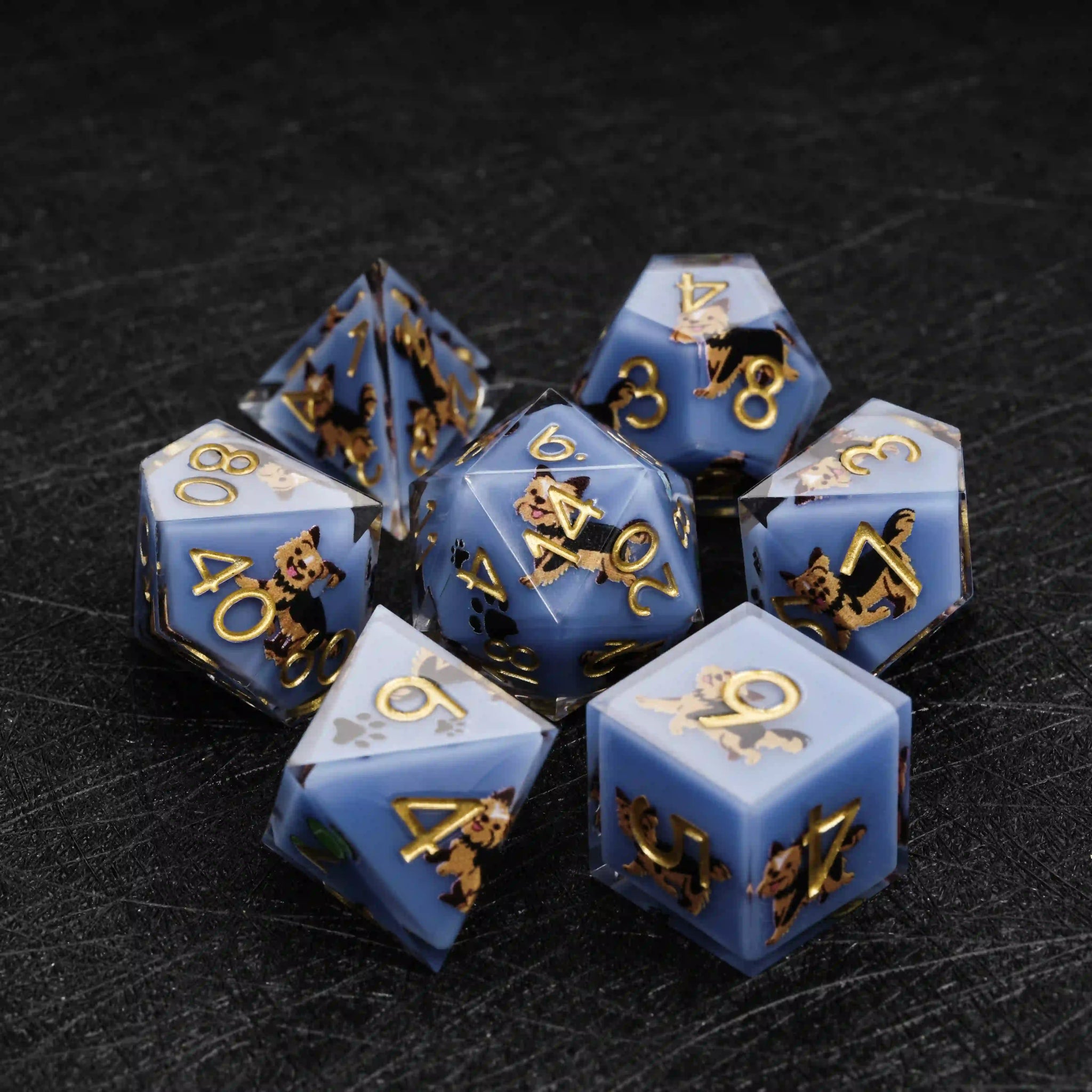 Kickstarter Dice – Canine Legends Yorkie Resin DND Dice Set - Bear Dice
