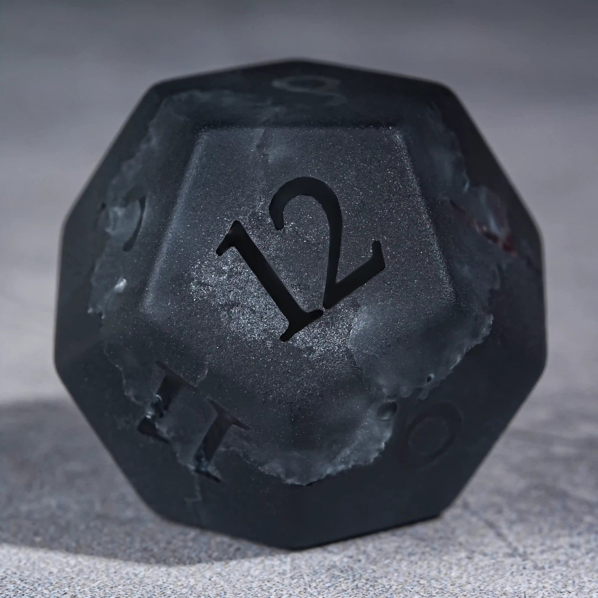 Matte Black Polyhedron Gemstone DND Dice Set - Bear Dice