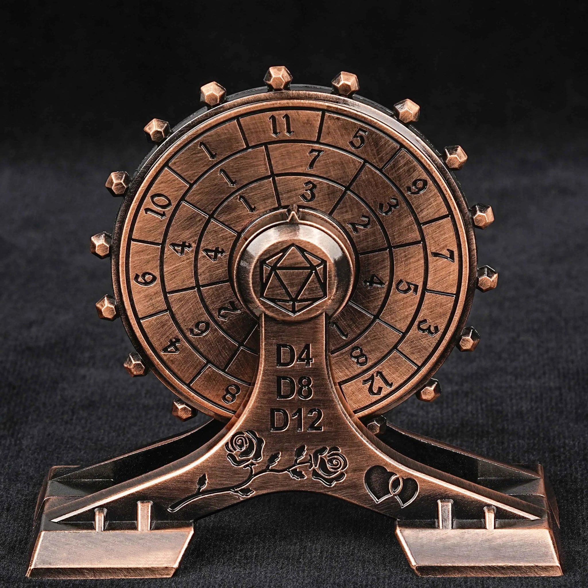 Metal DND Dice Spinner: Rose Love Ferris Wheel Spinning Dice - Bear Dice