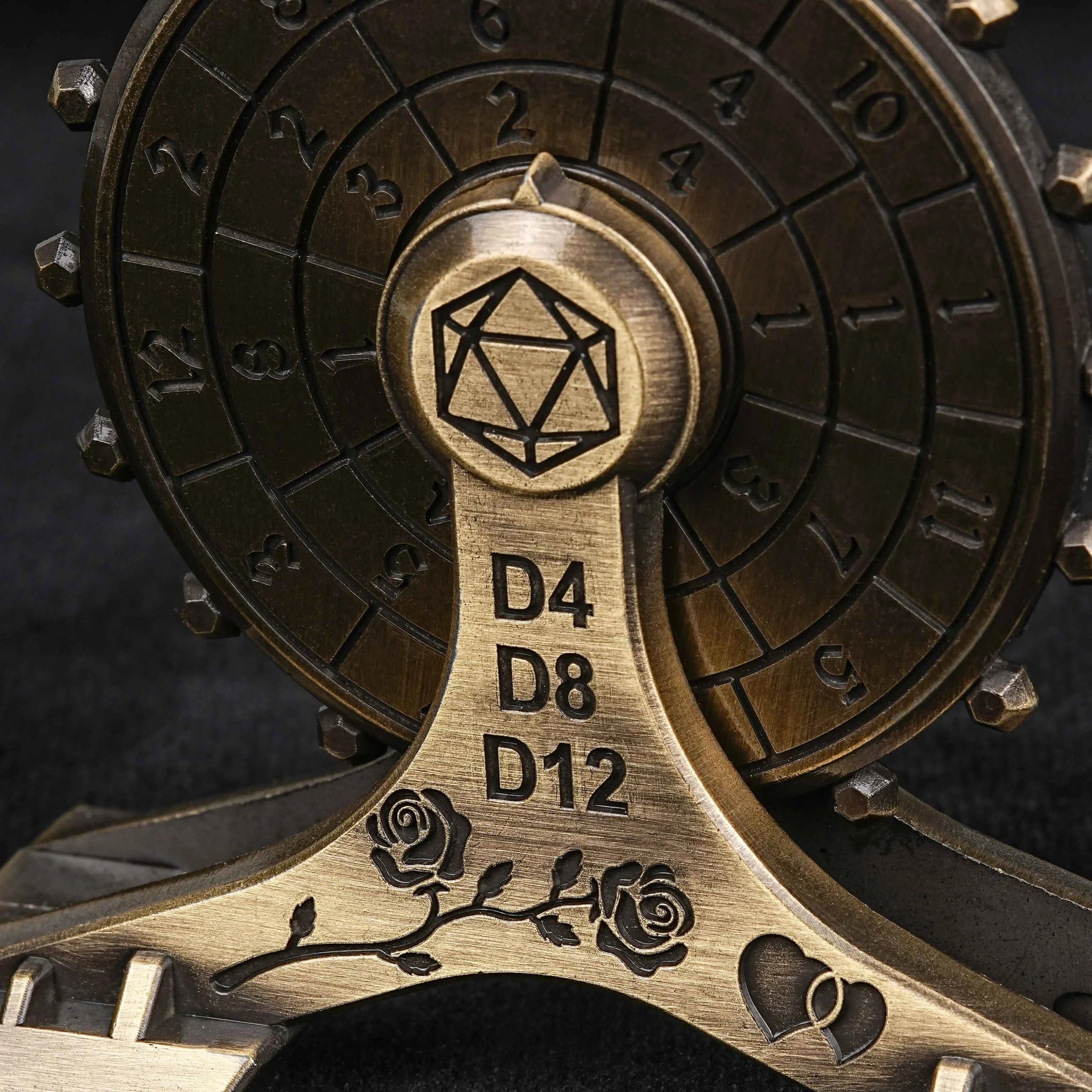 Metal DND Dice Spinner: Rose Love Ferris Wheel Spinning Dice - Bear Dice