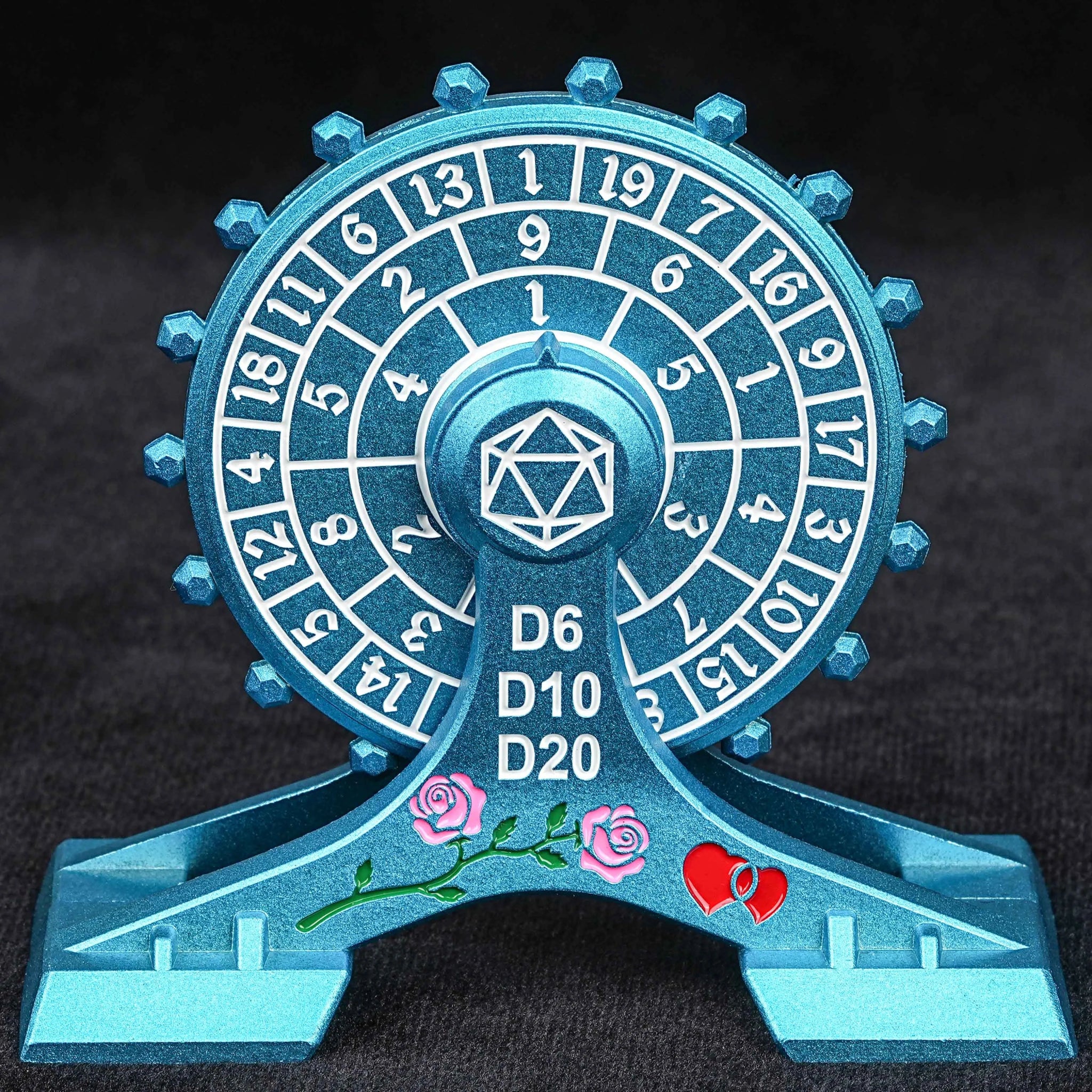 Metal DND Dice Spinner: Rose Love Ferris Wheel Spinning Dice - Bear Dice