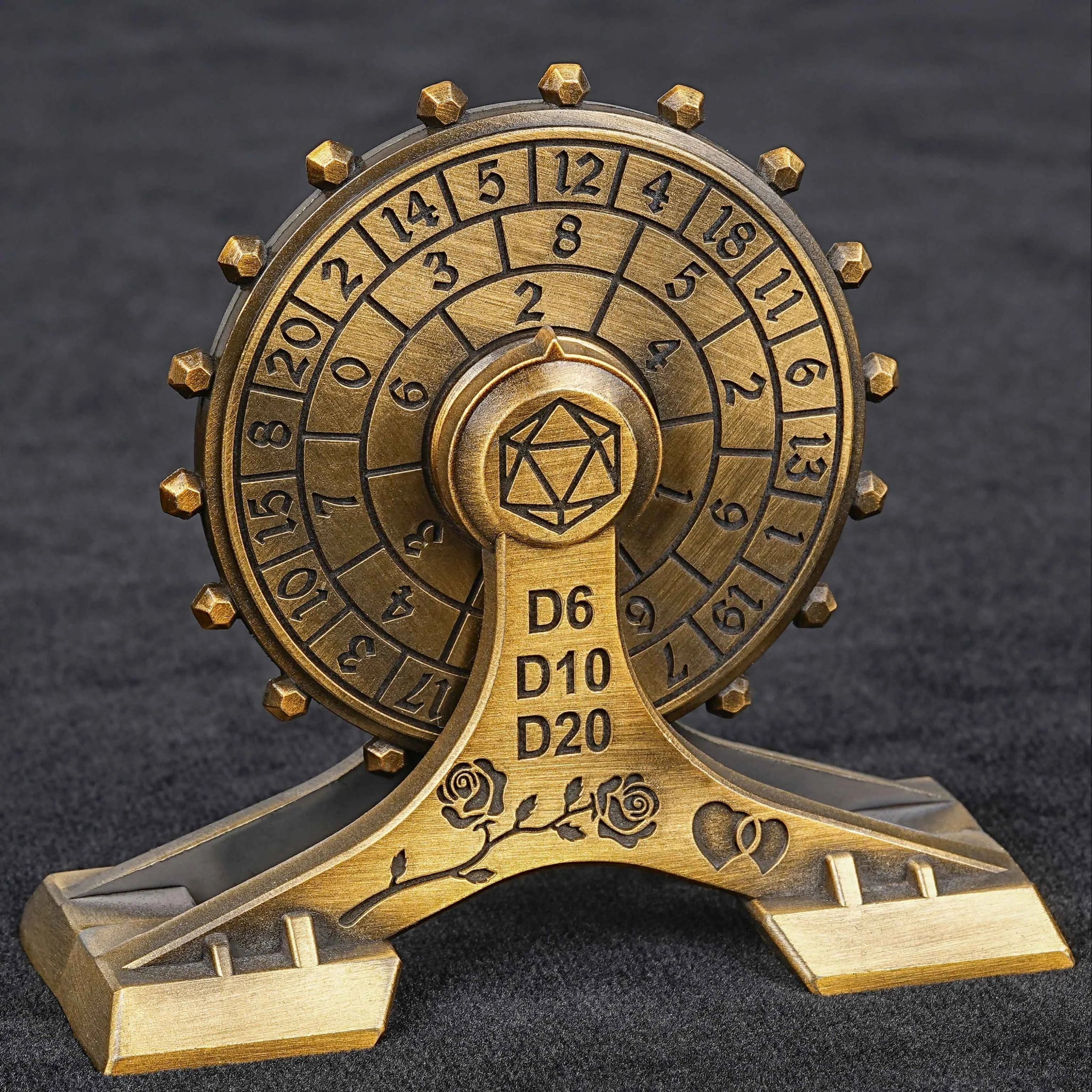 Metal DND Dice Spinner: Rose Love Ferris Wheel Spinning Dice - Bear Dice