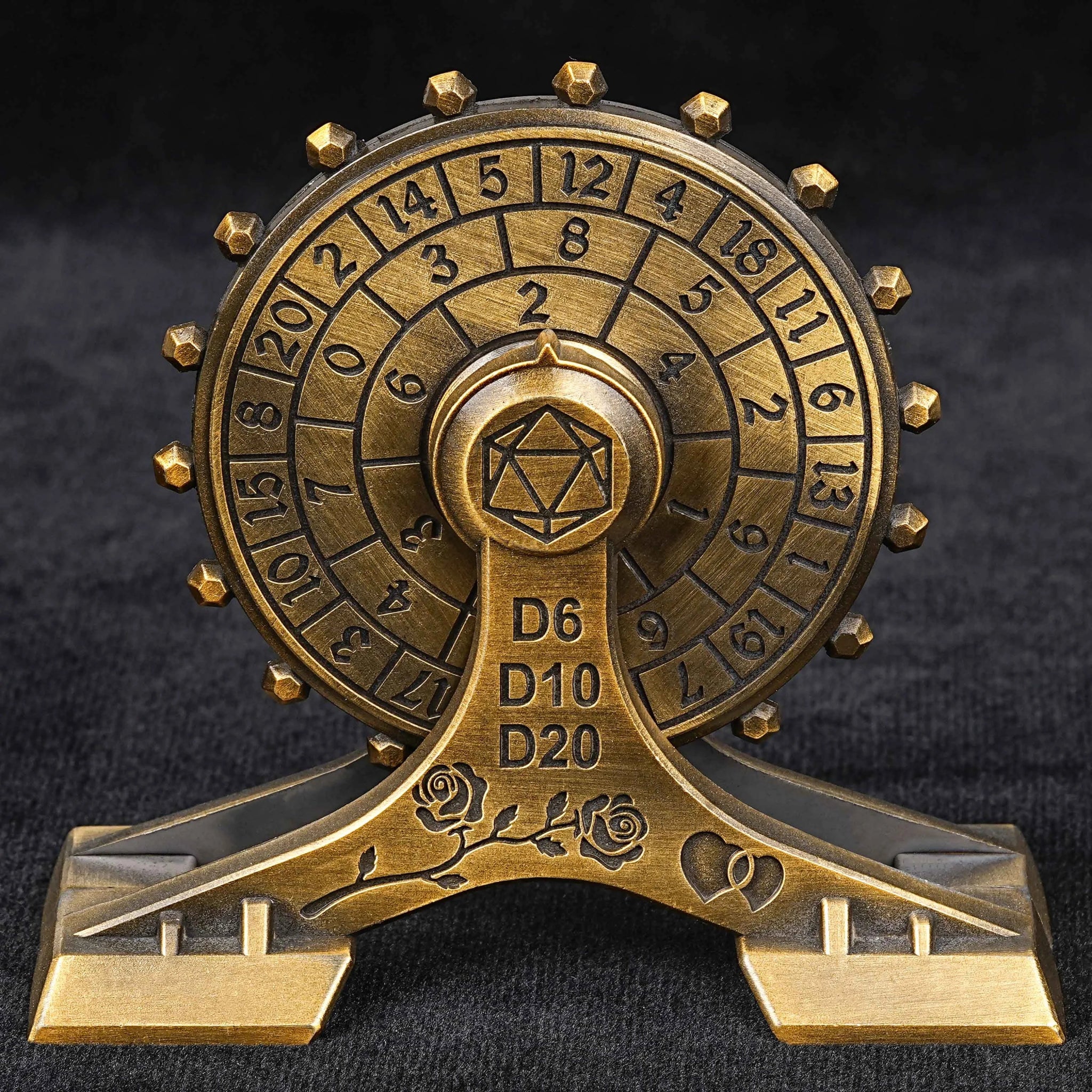 Metal DND Dice Spinner: Rose Love Ferris Wheel Spinning Dice - Bear Dice