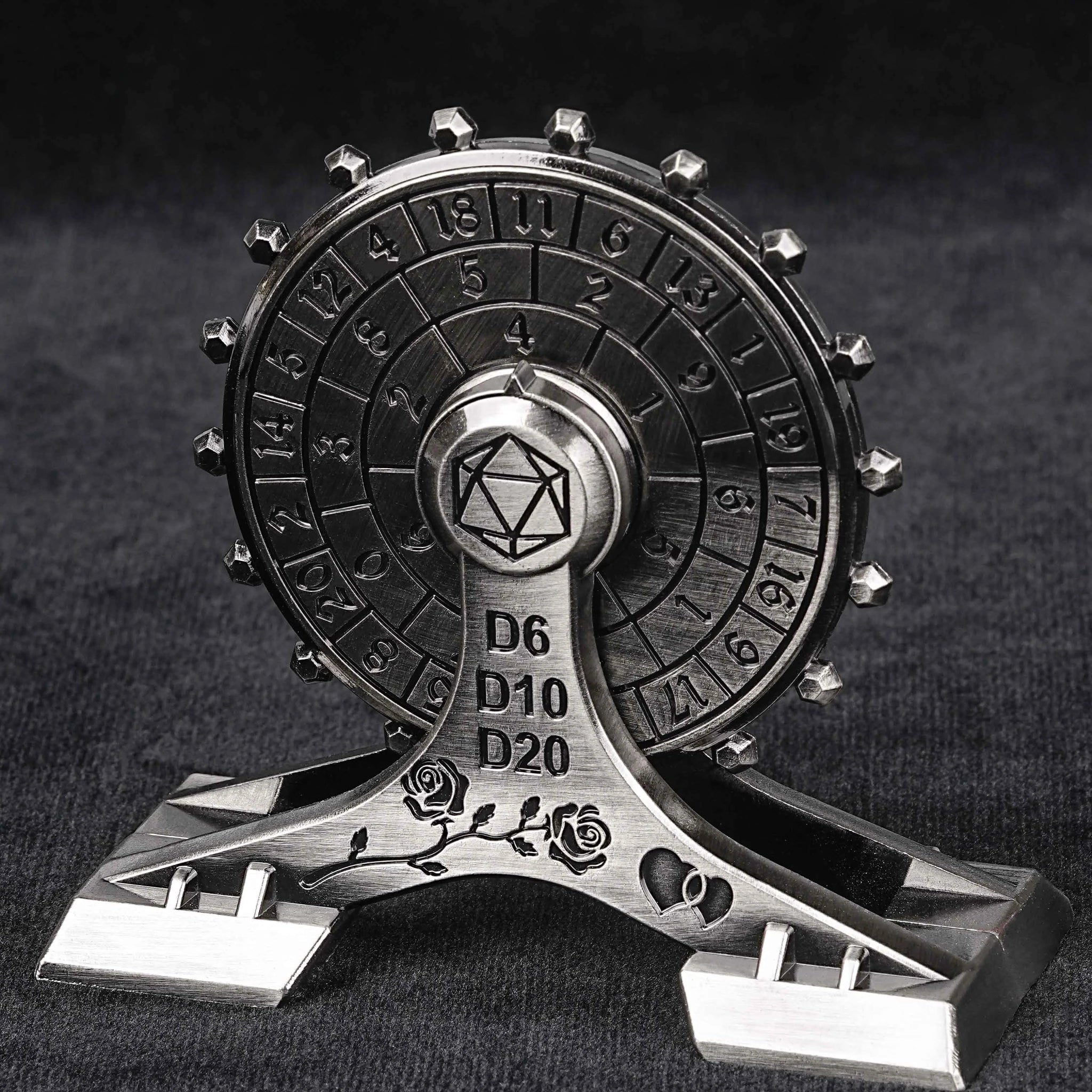Metal DND Dice Spinner: Rose Love Ferris Wheel Spinning Dice - Bear Dice