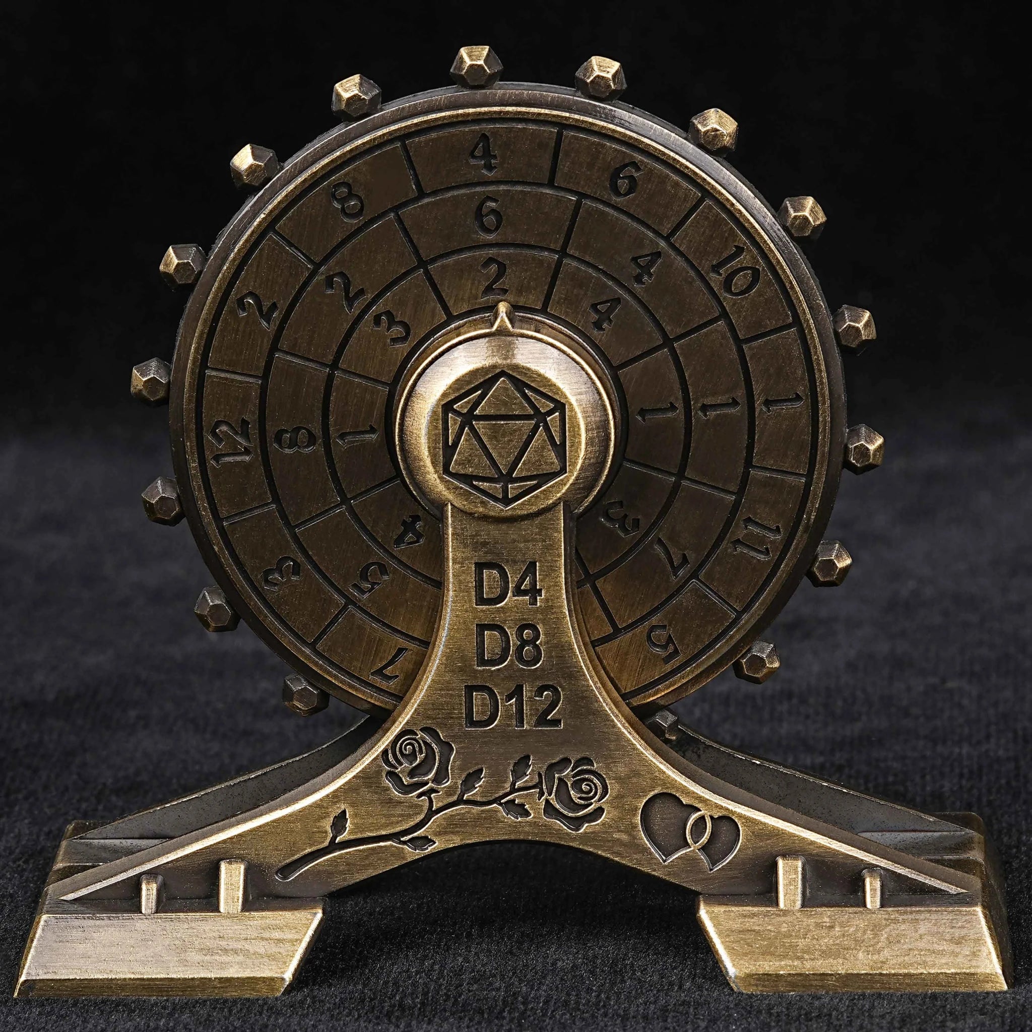 Metal DND Dice Spinner: Rose Love Ferris Wheel Spinning Dice - Bear Dice