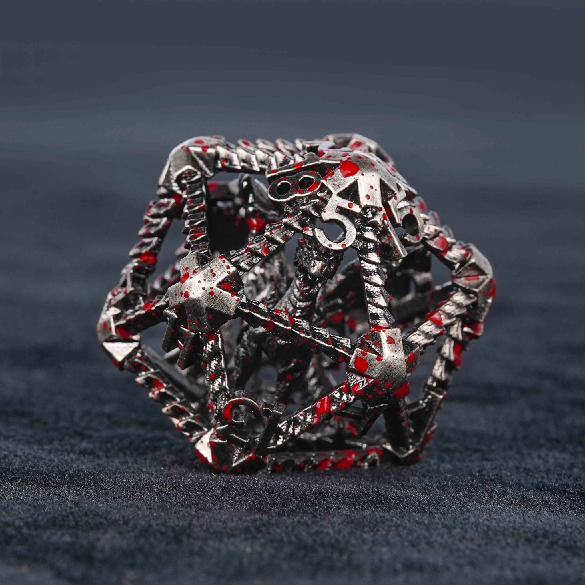 Metal Hollow 3D Dragon D&D Bloodstain Dice Set - Bear Dice