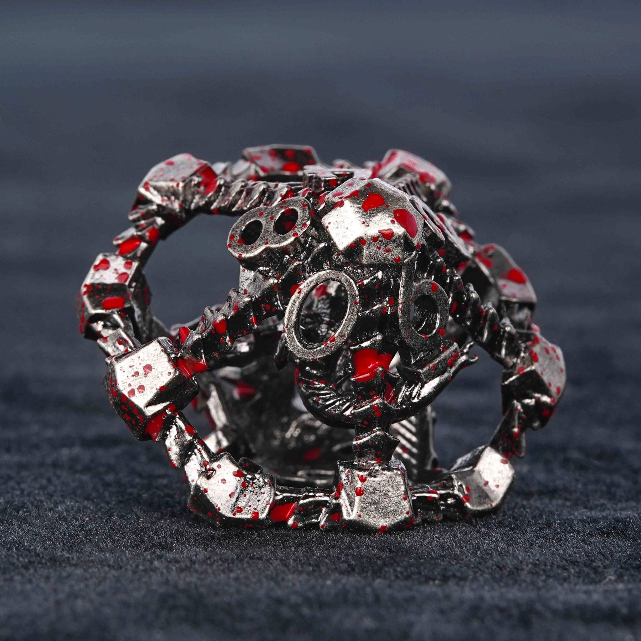 Metal Hollow 3D Dragon D&D Bloodstain Dice Set - Bear Dice