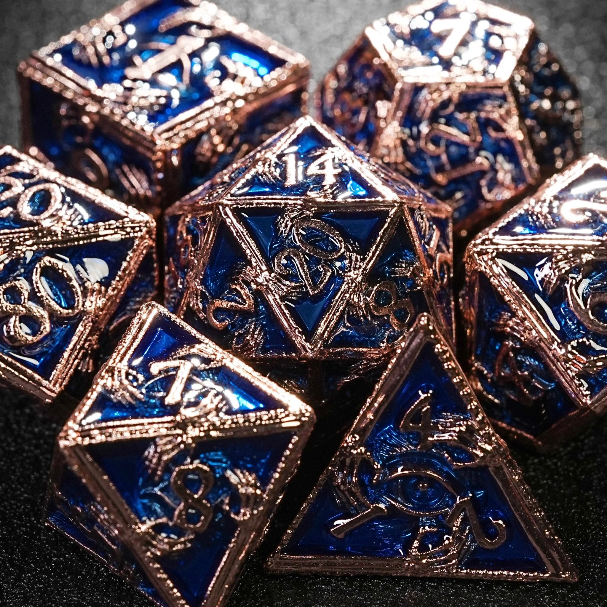 Mystic Wizard - Dark Skeleton Hand Metal DND Dice Set - Bear Dice