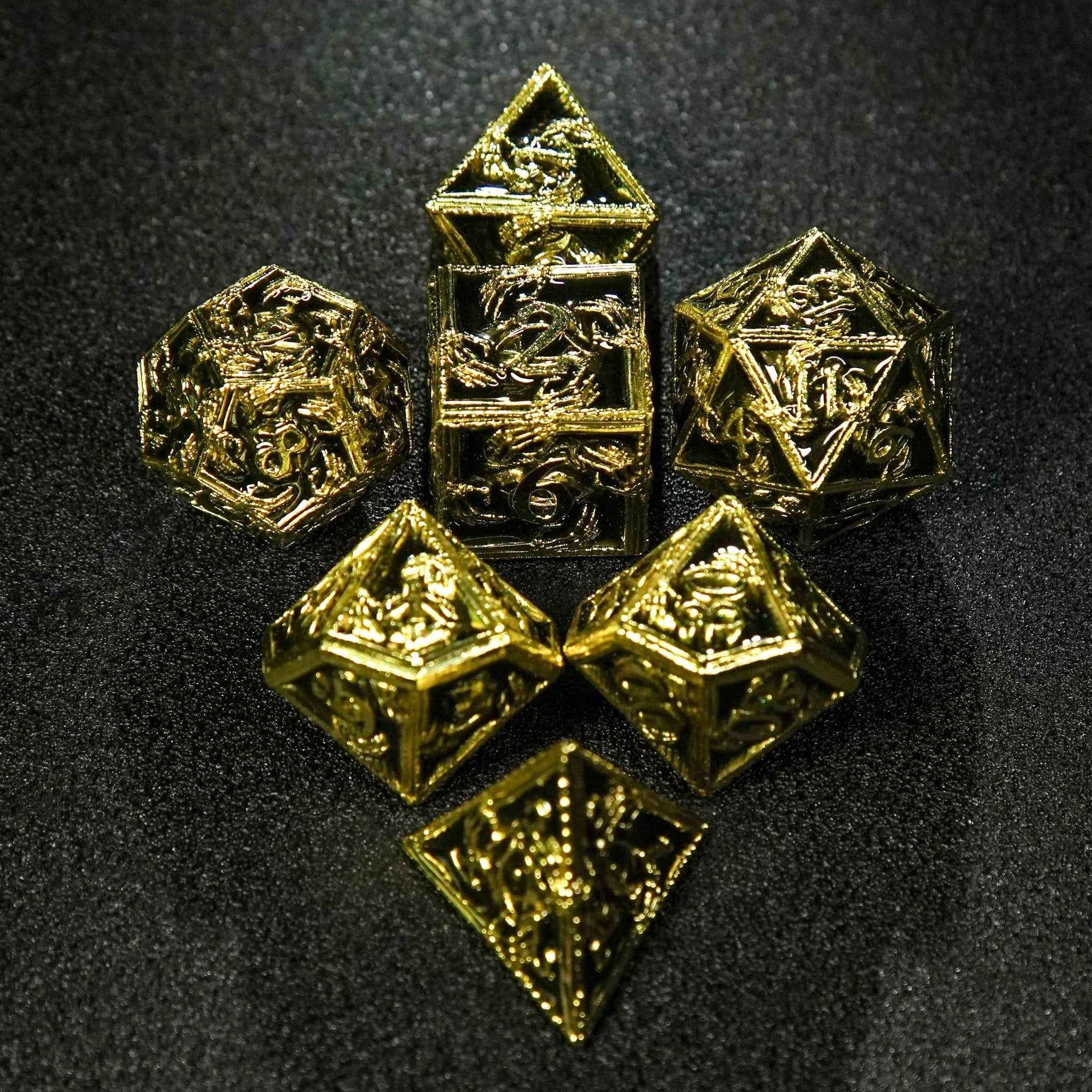Mystic Wizard - Dark Skeleton Hand Metal DND Dice Set - Bear Dice