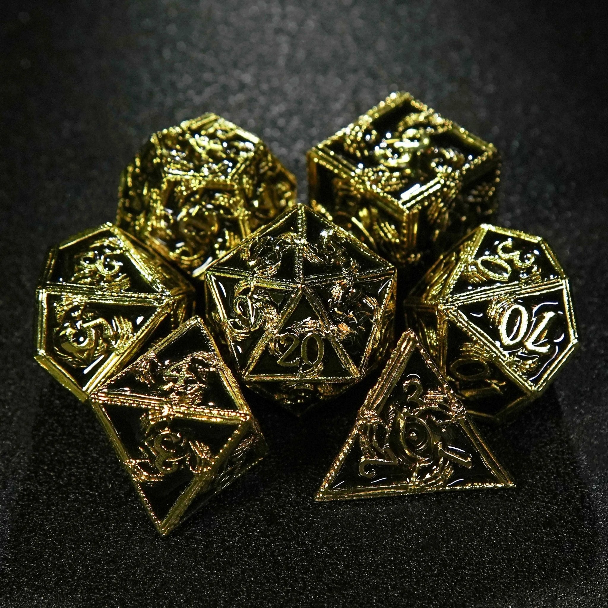 Mystic Wizard - Dark Skeleton Hand Metal DND Dice Set - Bear Dice