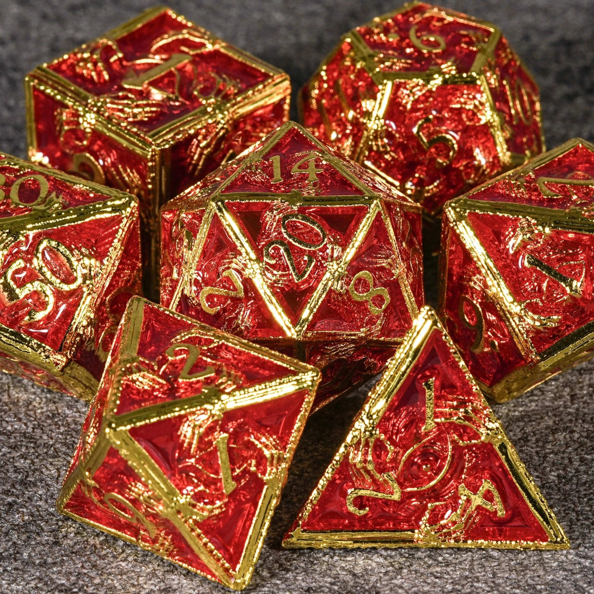 Mystic Wizard - Dark Skeleton Hand Metal DND Dice Set - Bear Dice