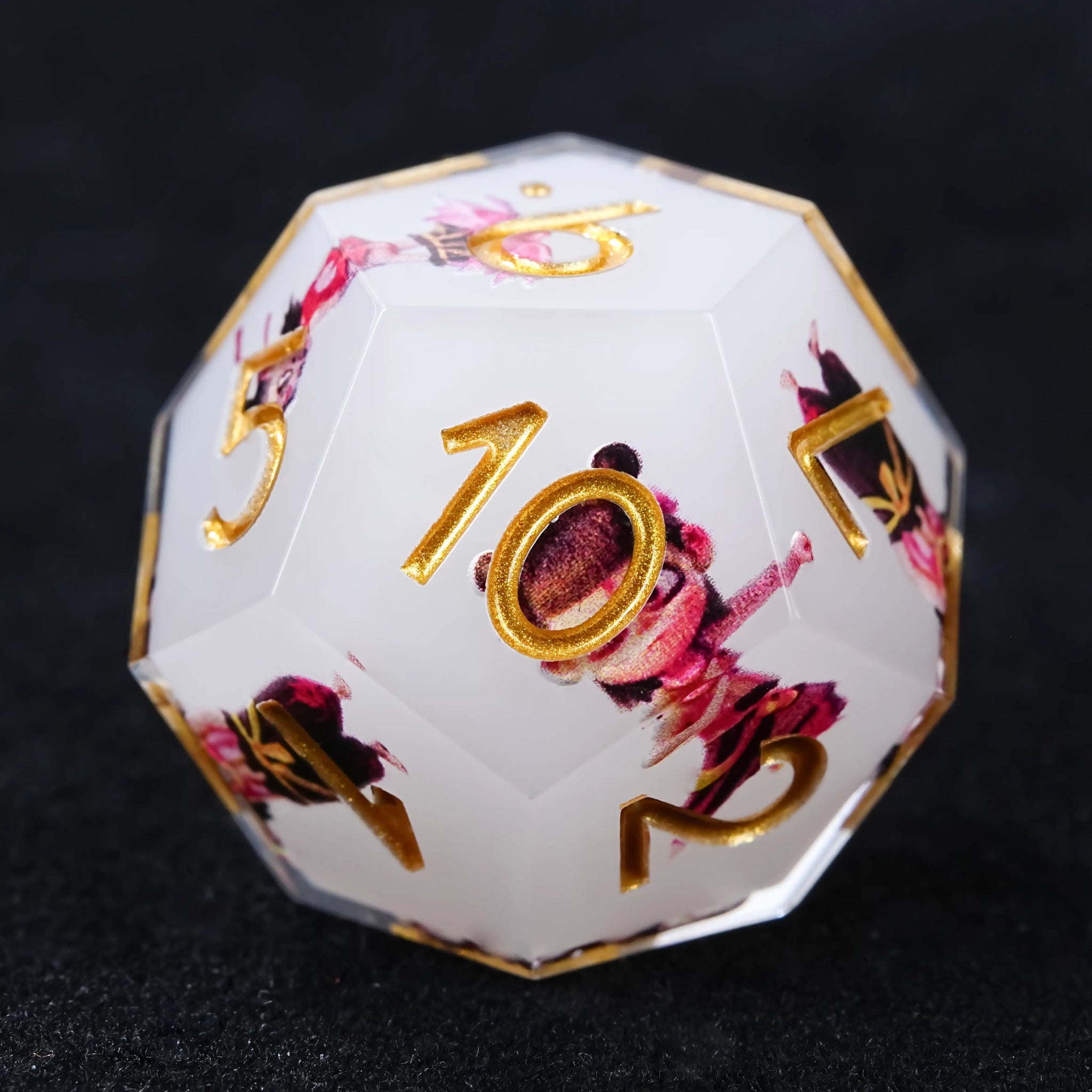 Nezha Themed White Resin Dice Set with Gold Numbers - Bear Dice