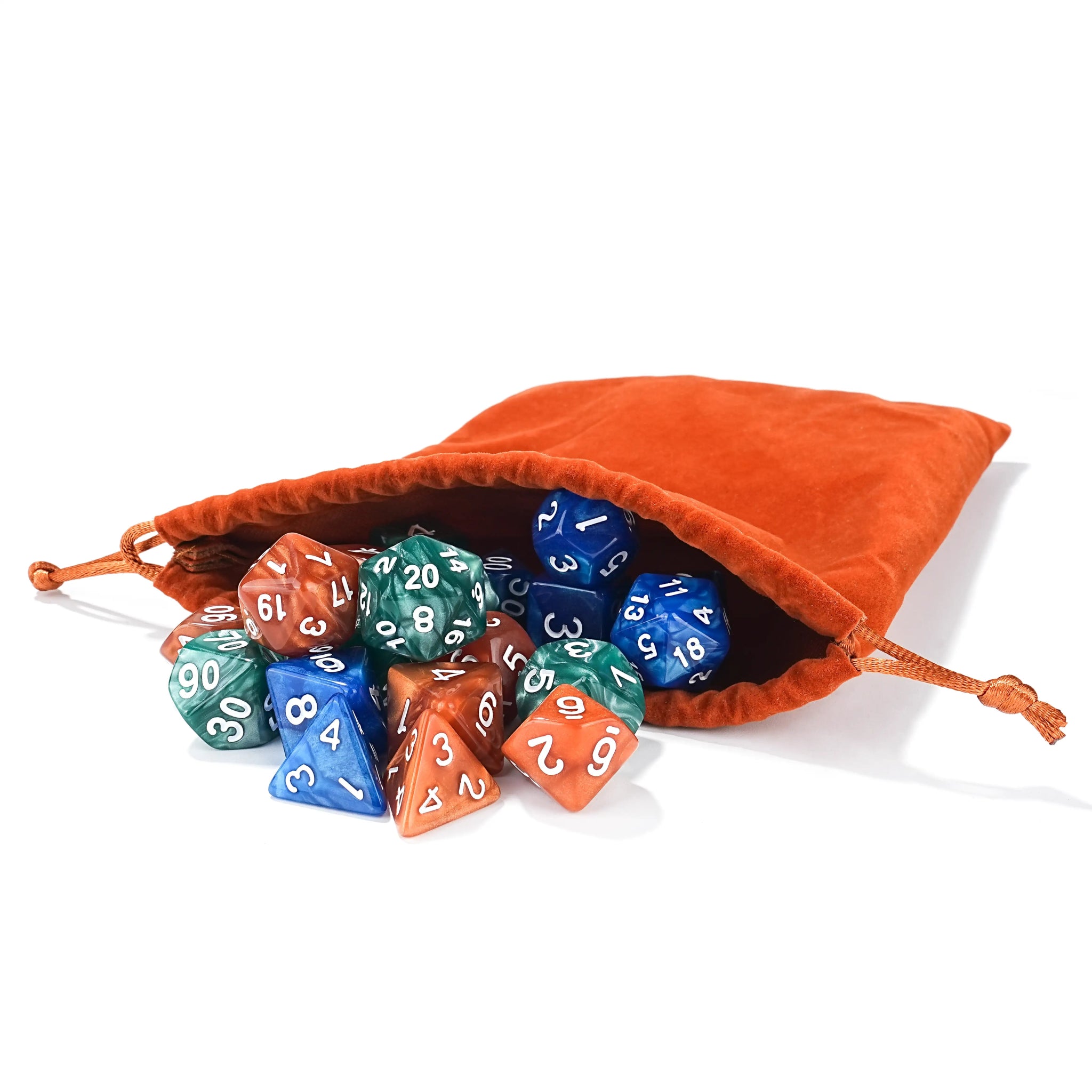 Polyhedral Acrylic DND Dice Set - 5 - Piece Set RPG Dice + Dice Bag - Bear Dice