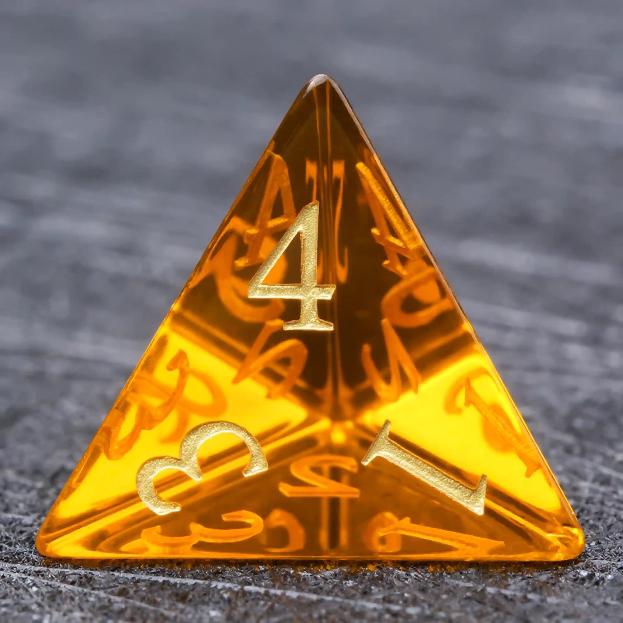 Polyhedral Orange Glass Gemstone Dice Set - Bear Dice