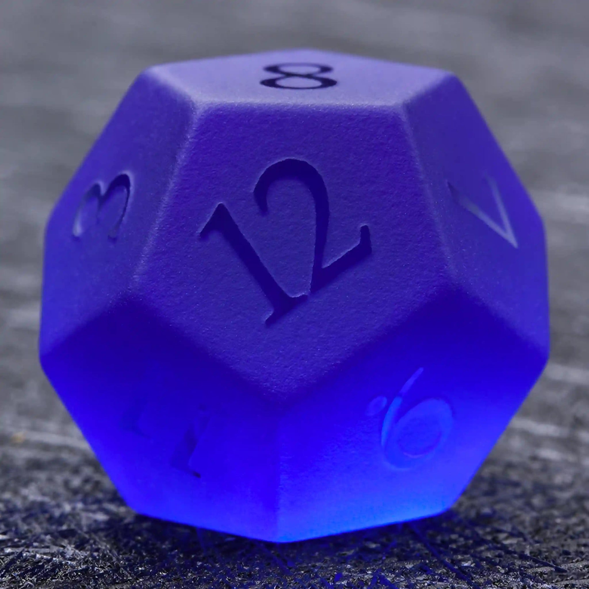Polyhedron Blue Glass Frosted Gem DND Dice Set + Transparent Font - Bear Dice