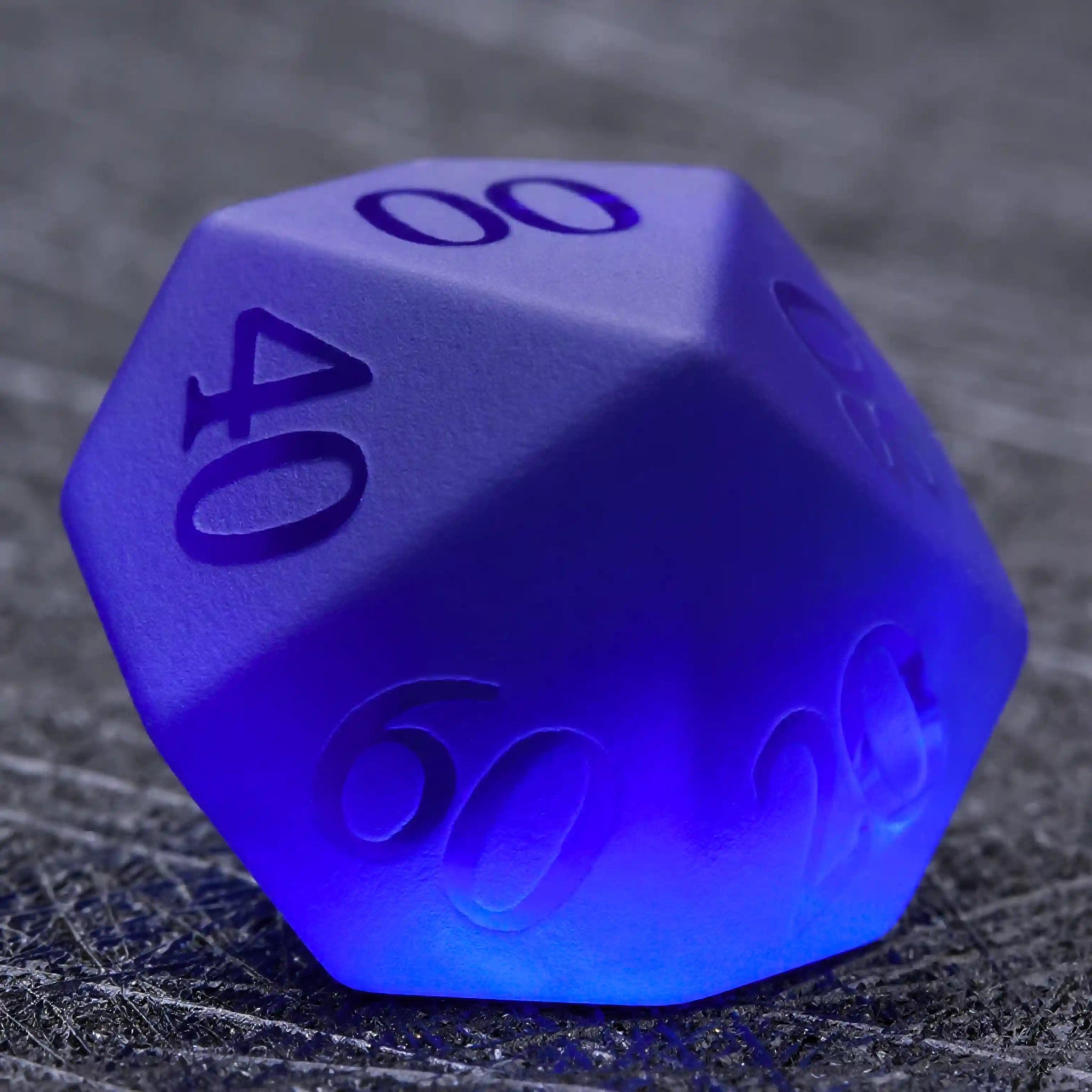 Polyhedron Blue Glass Frosted Gem DND Dice Set + Transparent Font - Bear Dice