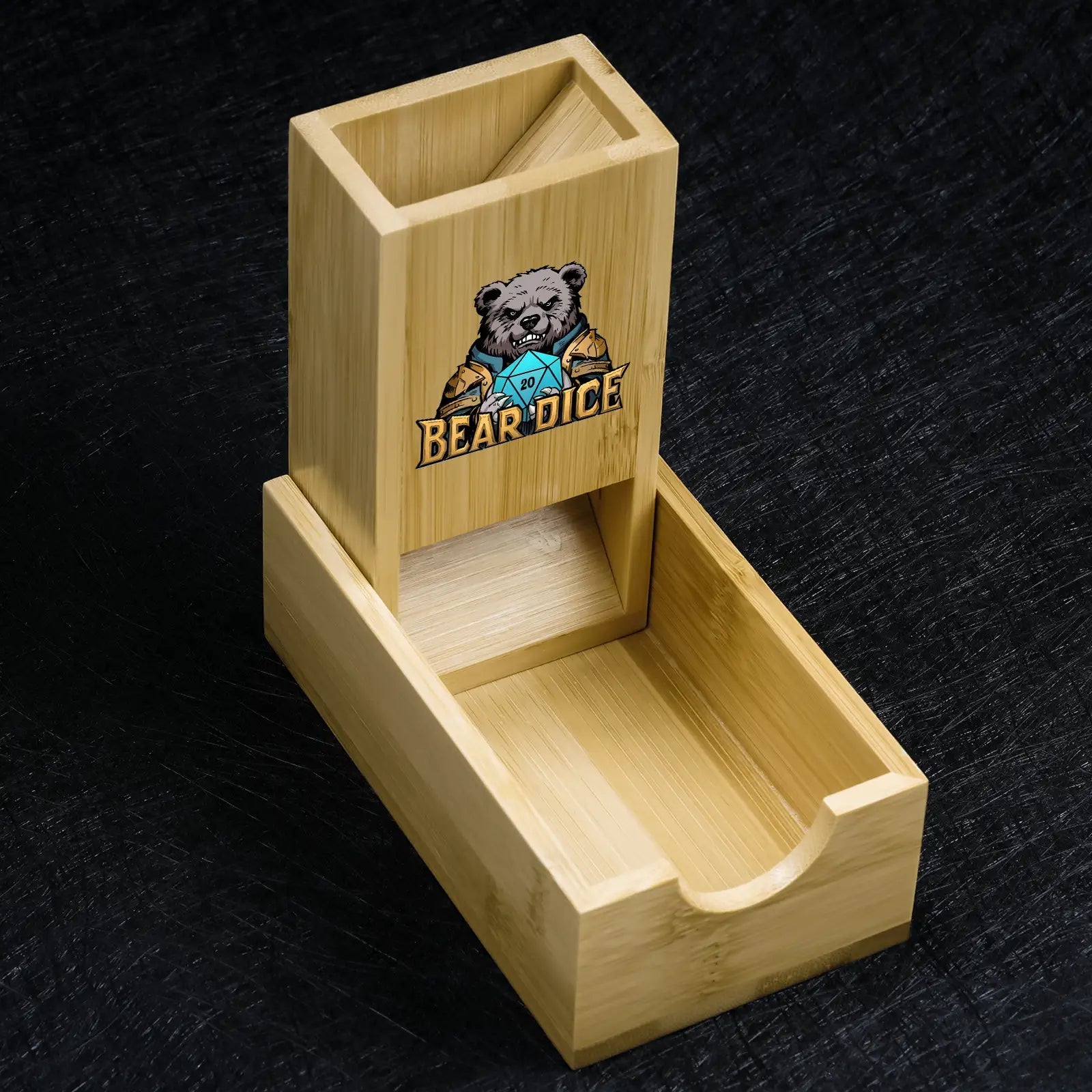 Portable Wooden DND Dice Tower Foldable Dice Rolling Tower with Magnets - Bear Dice