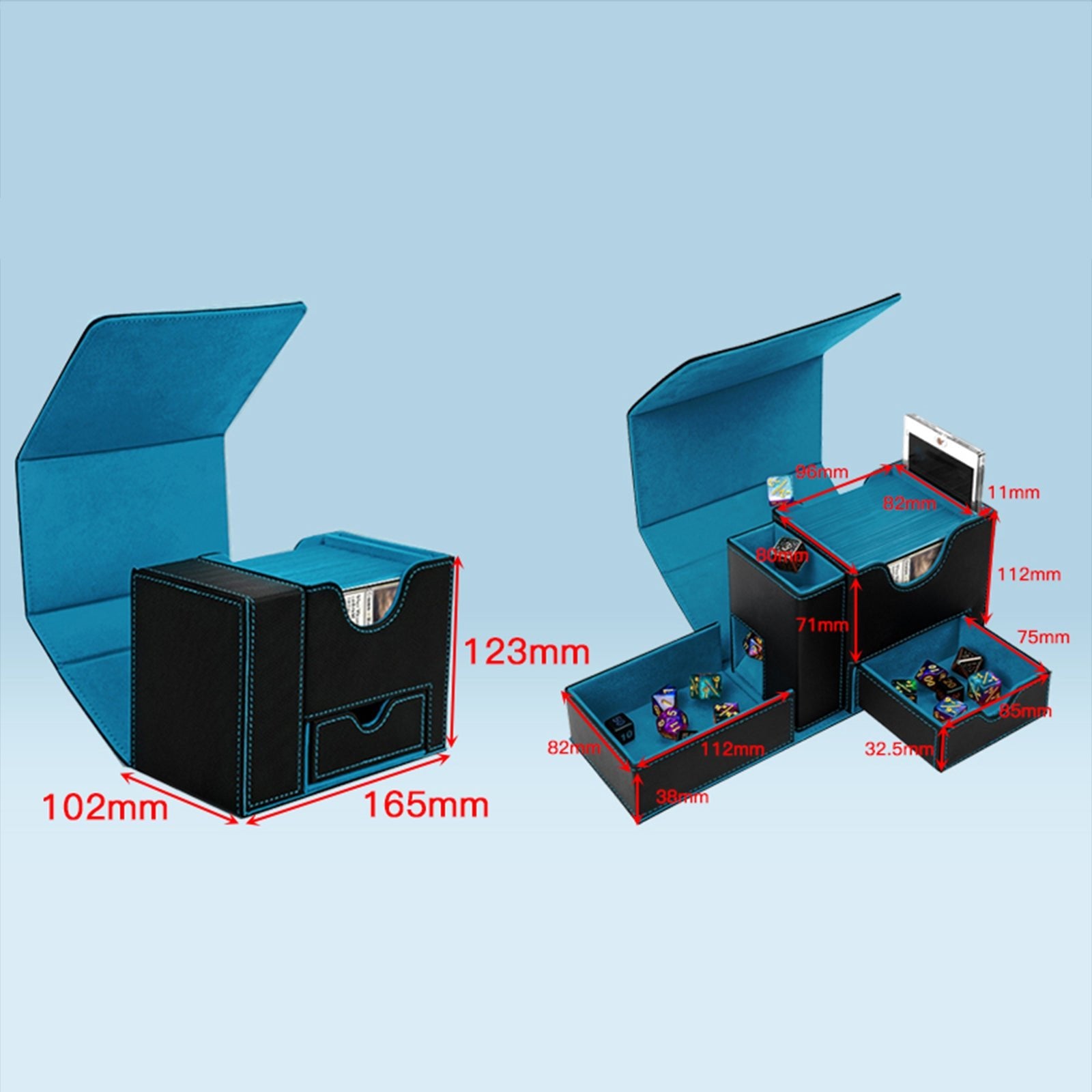 PU Leather Card Box with Dice Tray | Trading Card Storage Box for MTG, Pokemon, DnD, and Board Games - Bear Dice