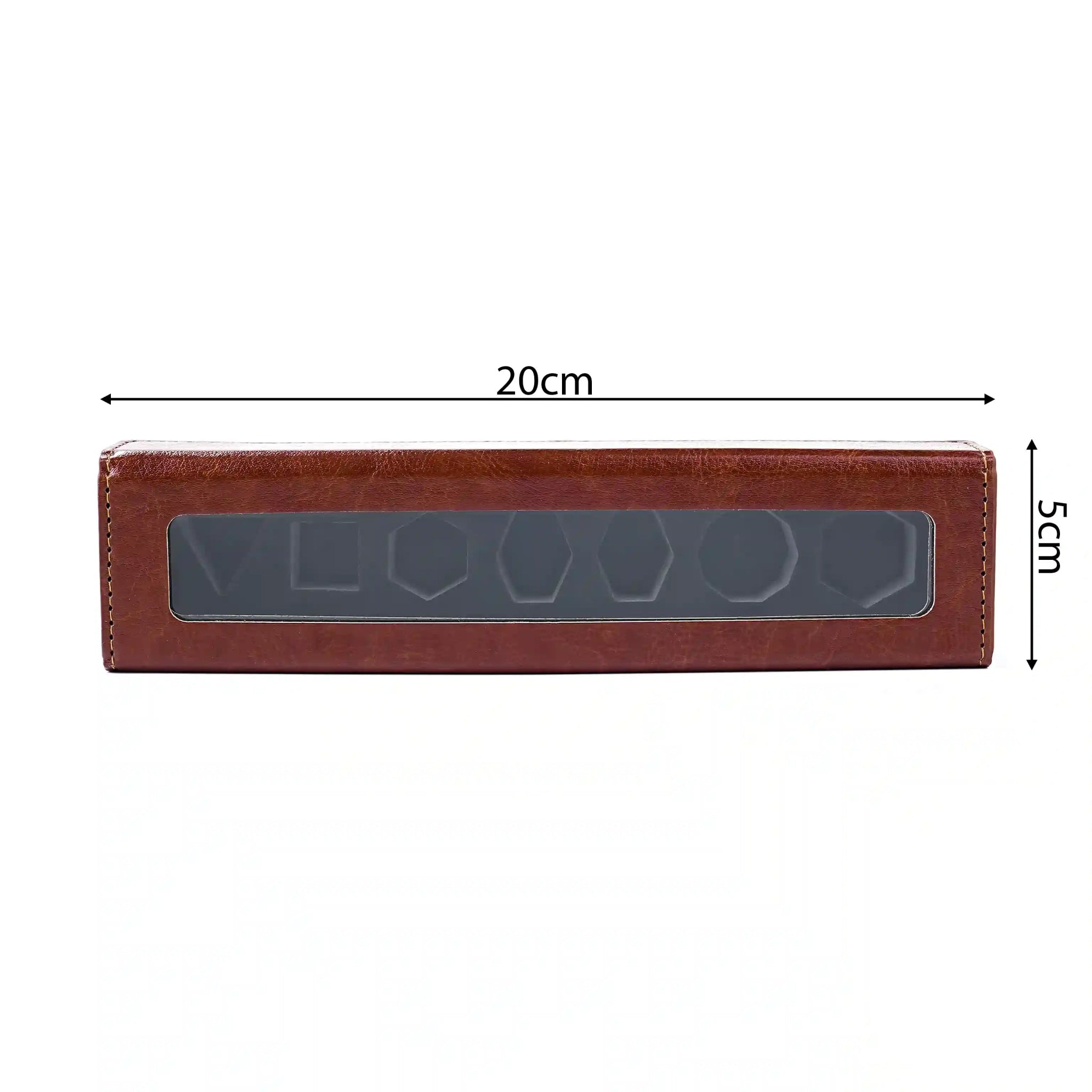 Rectangular Dice Storage Box - Brown Leather Table Game Dice Accessories - Bear Dice