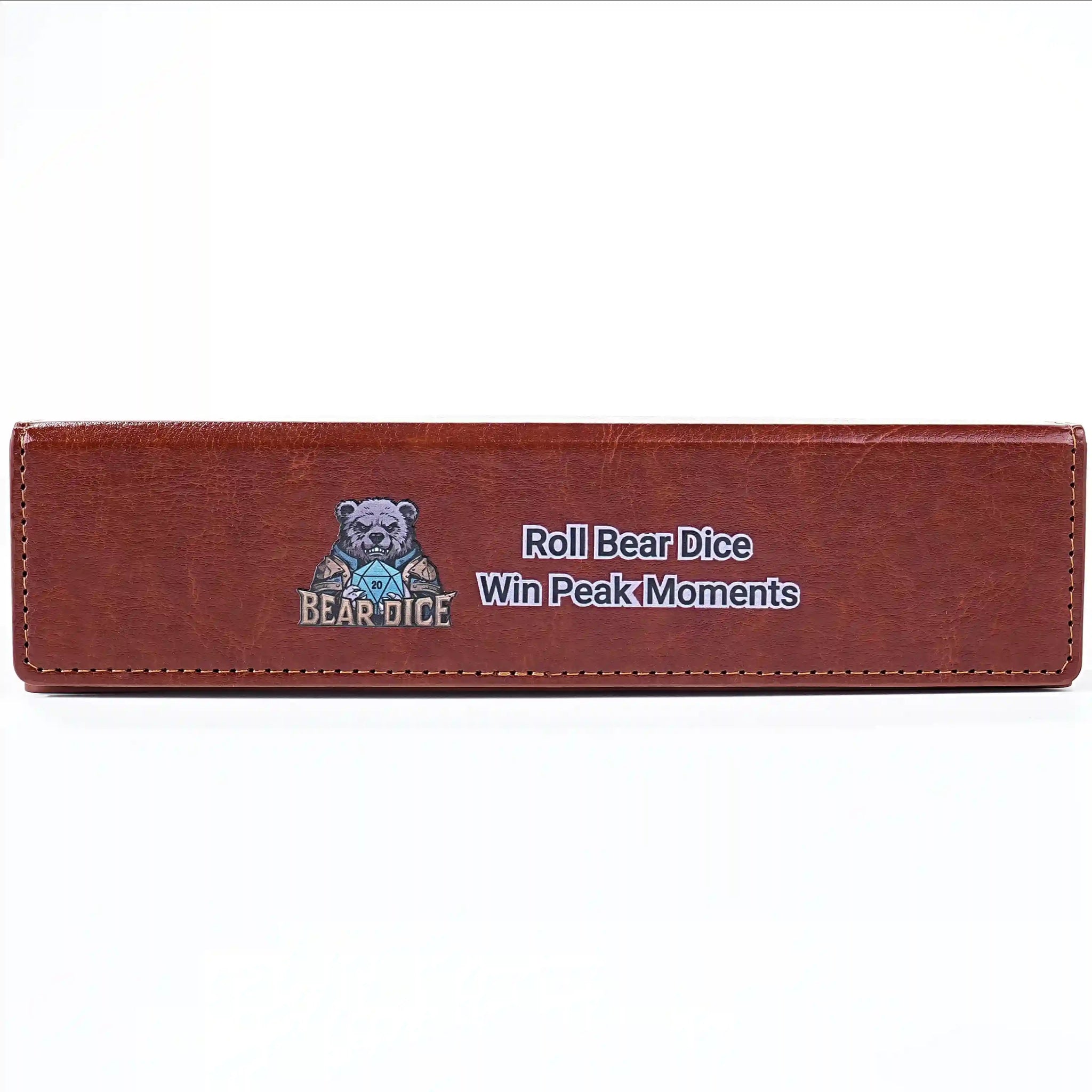 Rectangular Dice Storage Box - Brown Leather Table Game Dice Accessories - Bear Dice