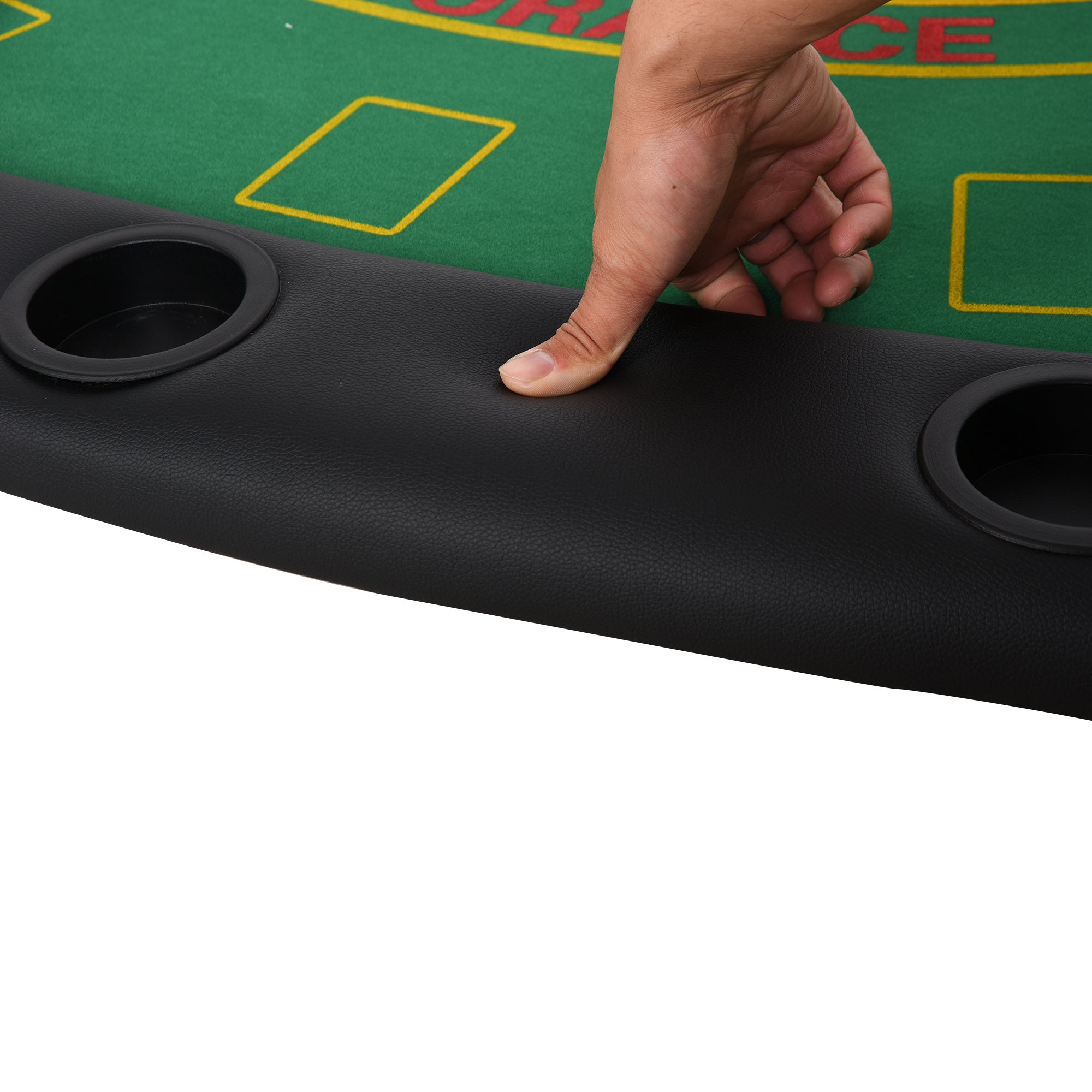 Semi-Oval Green Felt 7-Player Blackjack Table – Green Felt Surface & Chip Tray Close-up | Bear Dice