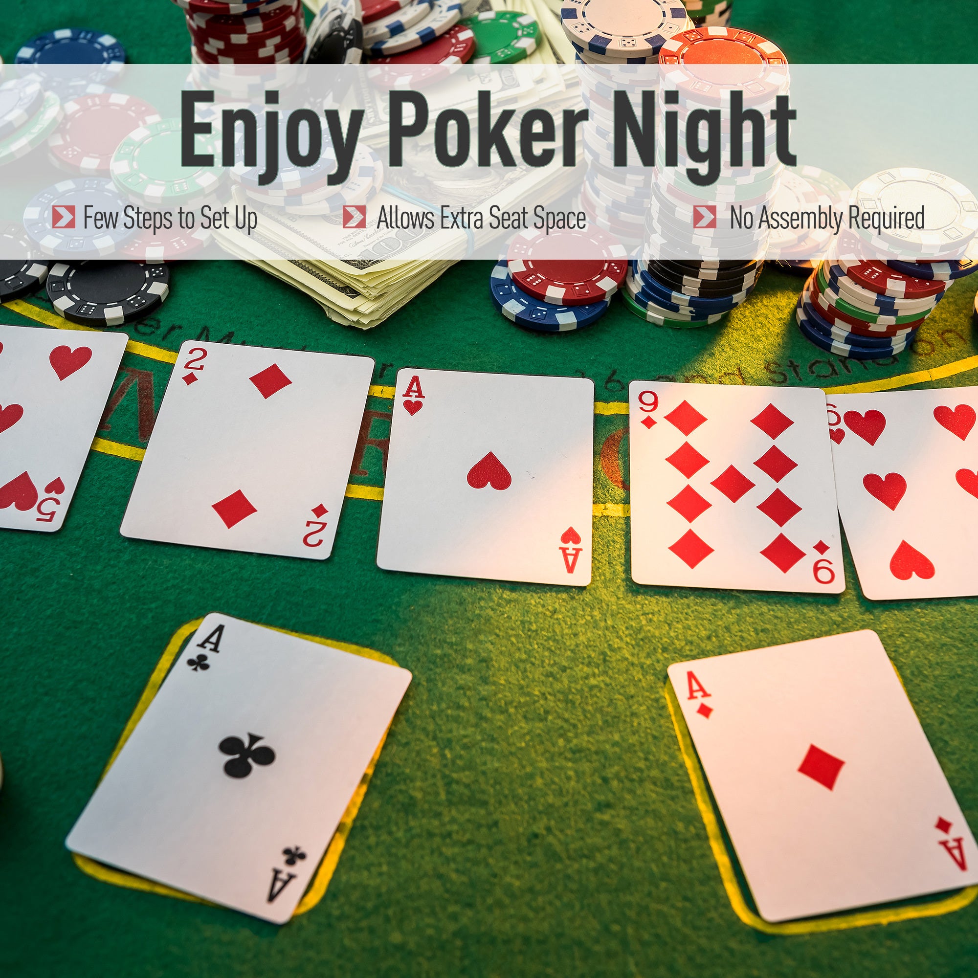 Semi-Oval Green Felt 7-Player Blackjack Table – Enjoy Poker Night Game Scene | Bear Dice