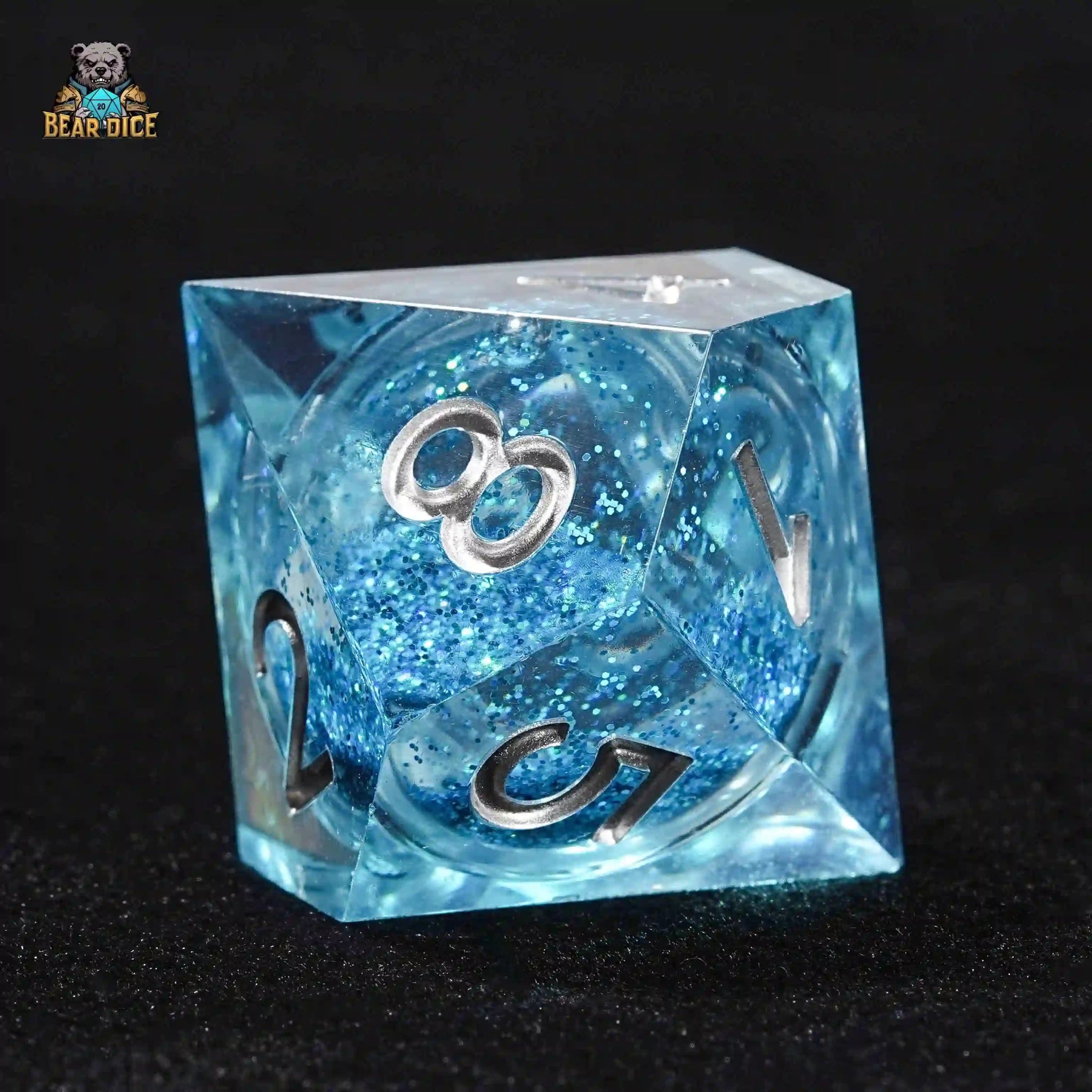 Shining Blue Liquid Core D10 Dice: 10 - Sided Dice Set for Role Playing Games - Bear Dice