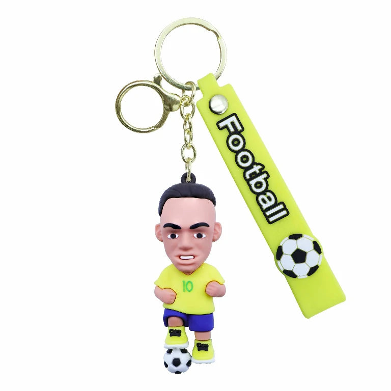 World Cup Soccer Star Keychain — Soft PVC Cartoon Charm & Small Gift