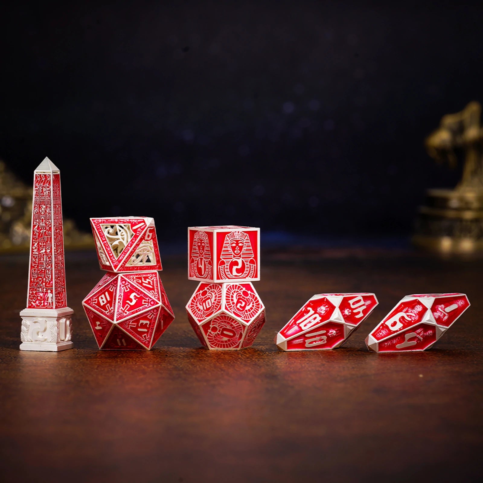 Legacy of the Pharaoh Unique Retro Metal Dice Set – Ancient Egypt RPG Dice