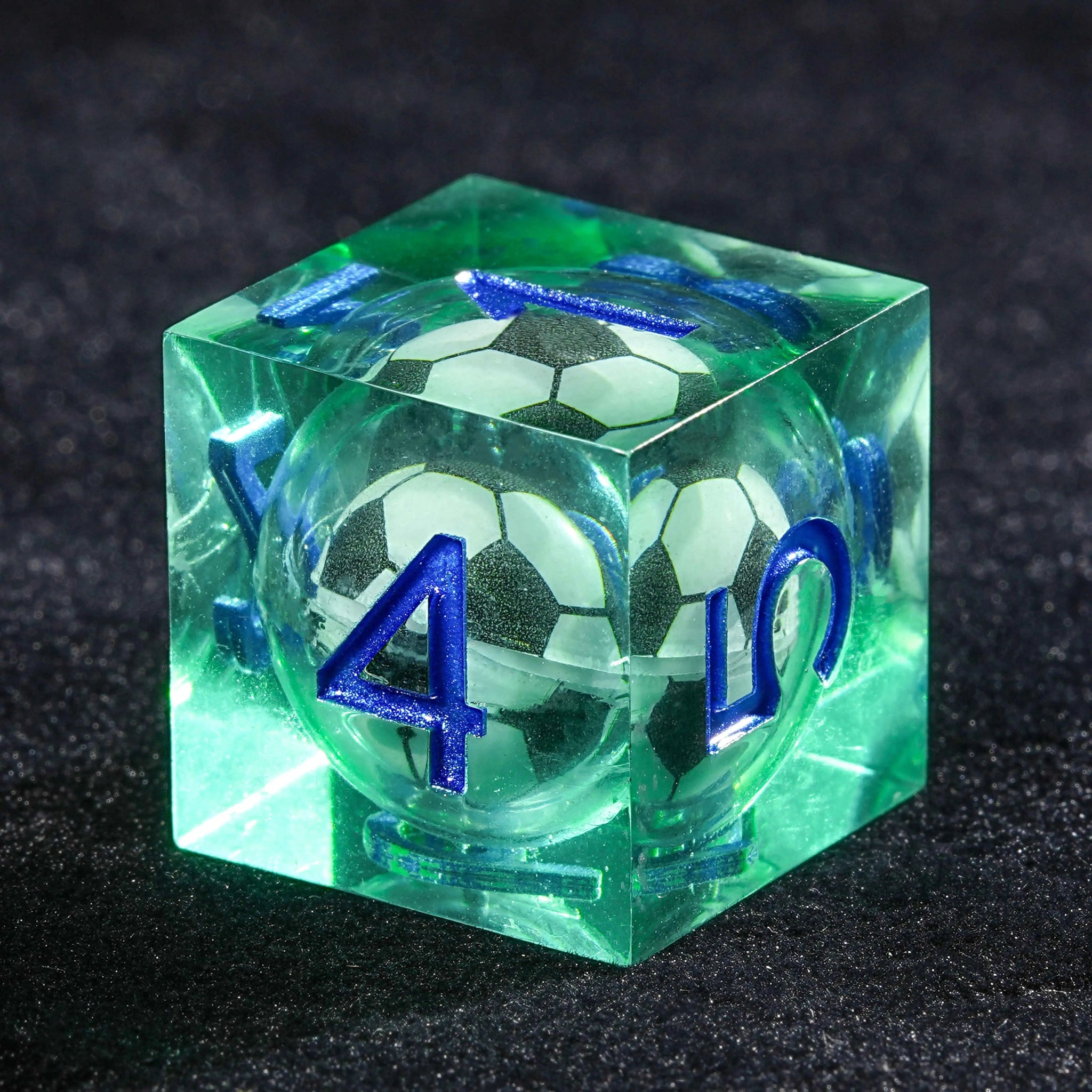 Soccer Core Resin DND Dice Set + Blue Font - Bear Dice