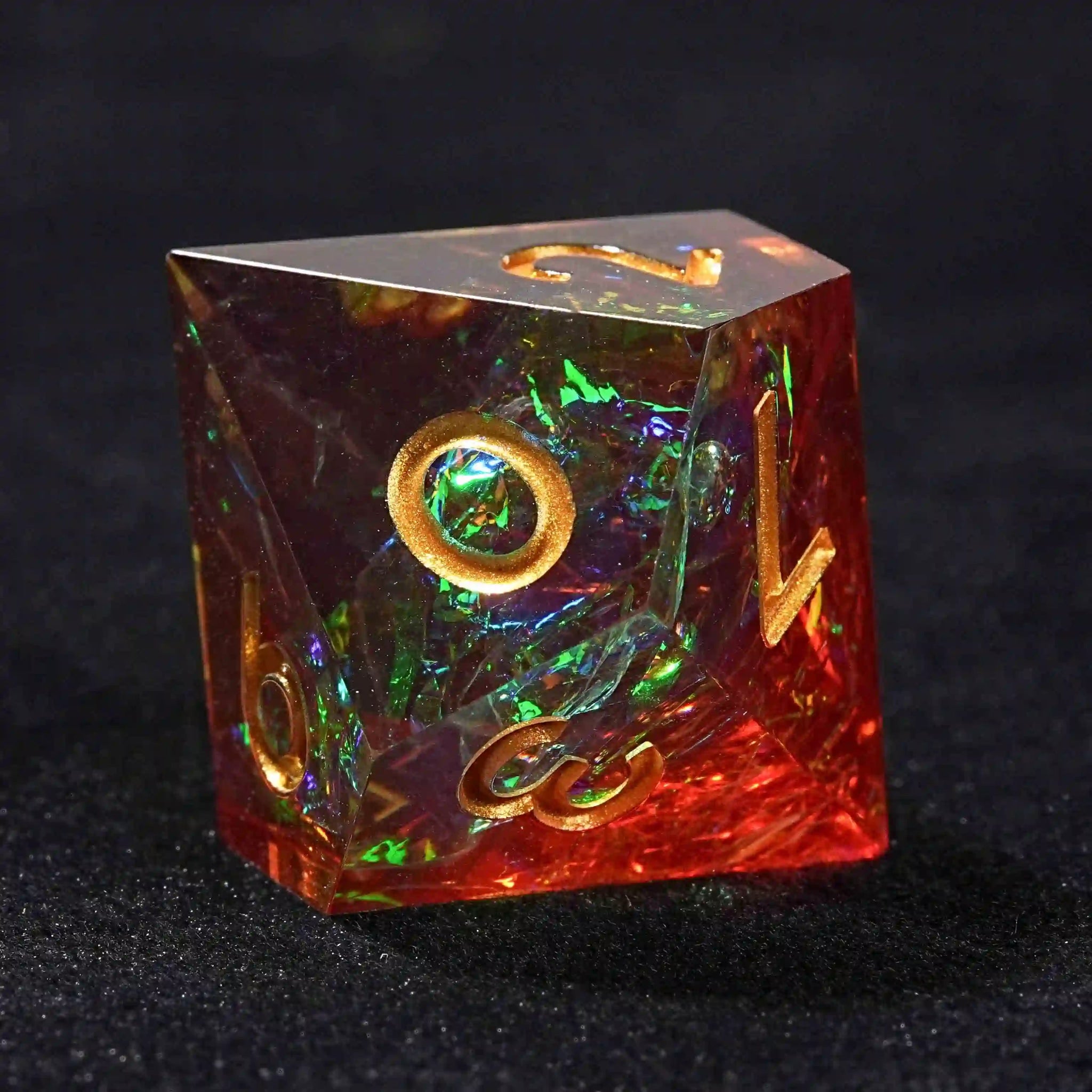 Translucent colorful 10 Sided Dice Resin D10 dice with gold numerals - Bear Dice