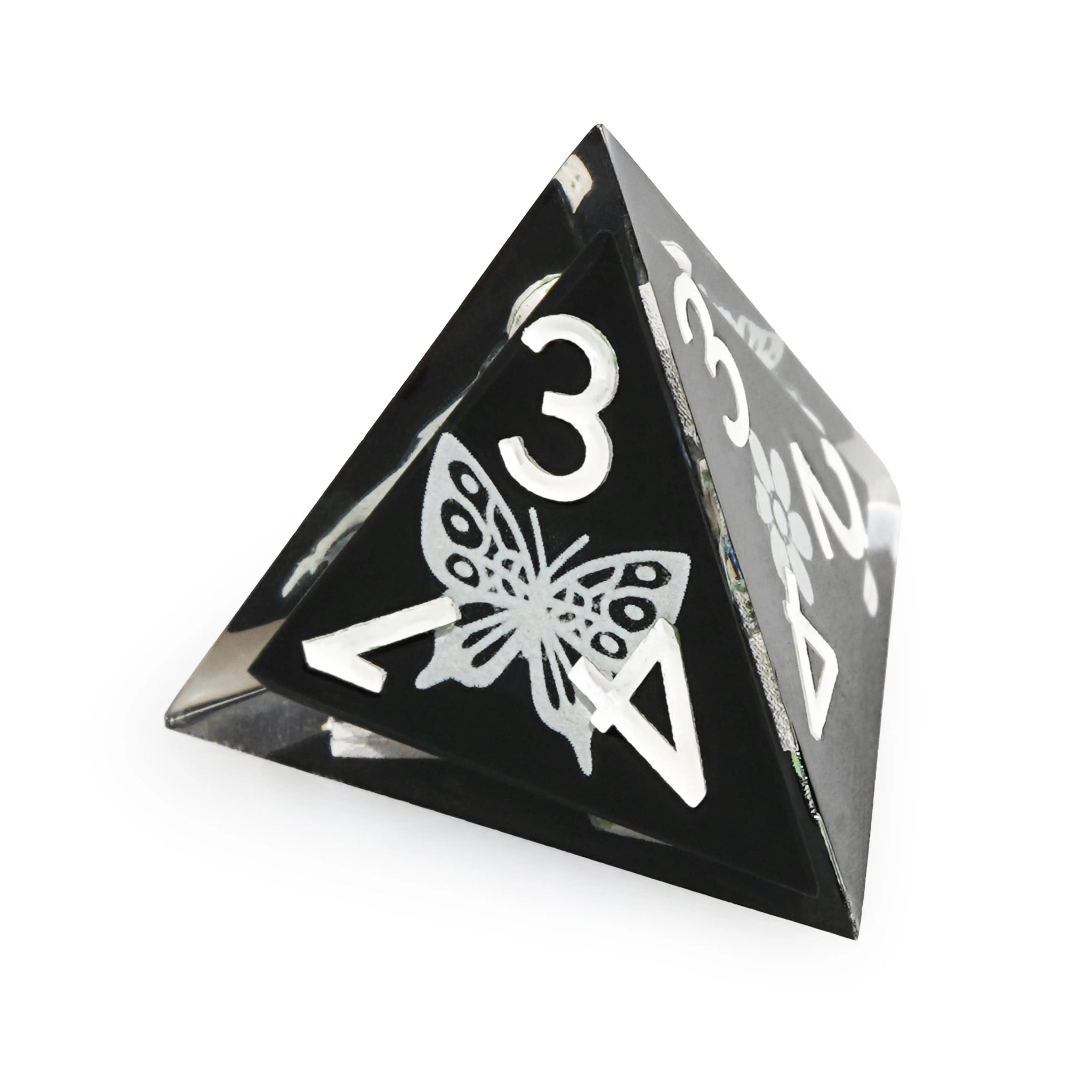 Unique cool luminous dnd dice: black resin butterfly flower fluorescent green dice set - Bear Dice