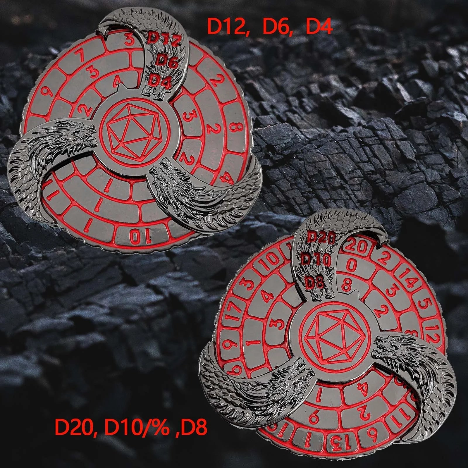 Unique DND Roulette Dice Spinner: 7 in 1 Metal Dragon Fidget Spinner Dice - Bear Dice