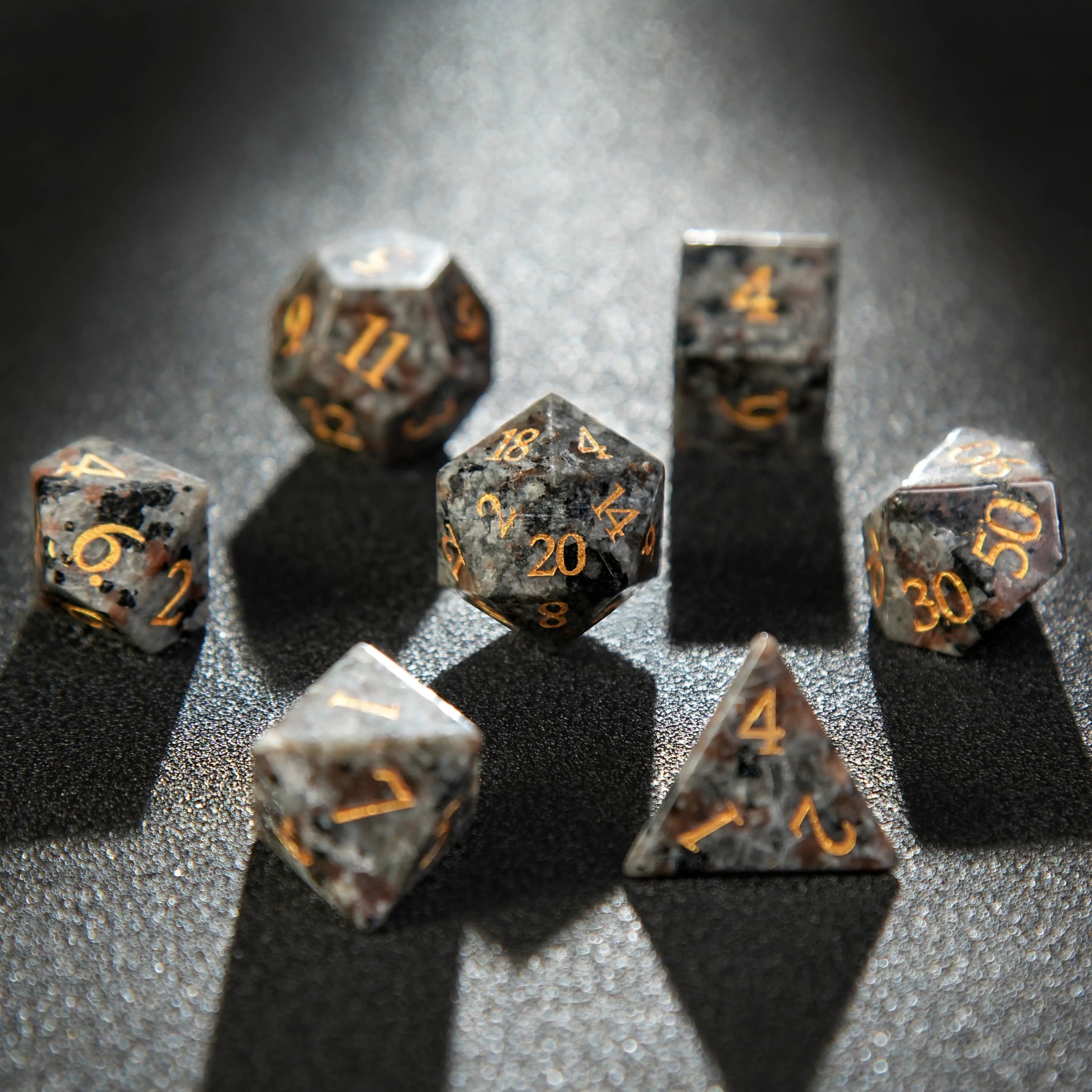 Unique Flame Stone Dice: The color of volcanic lava DND Gemstone Dice Set - Bear Dice