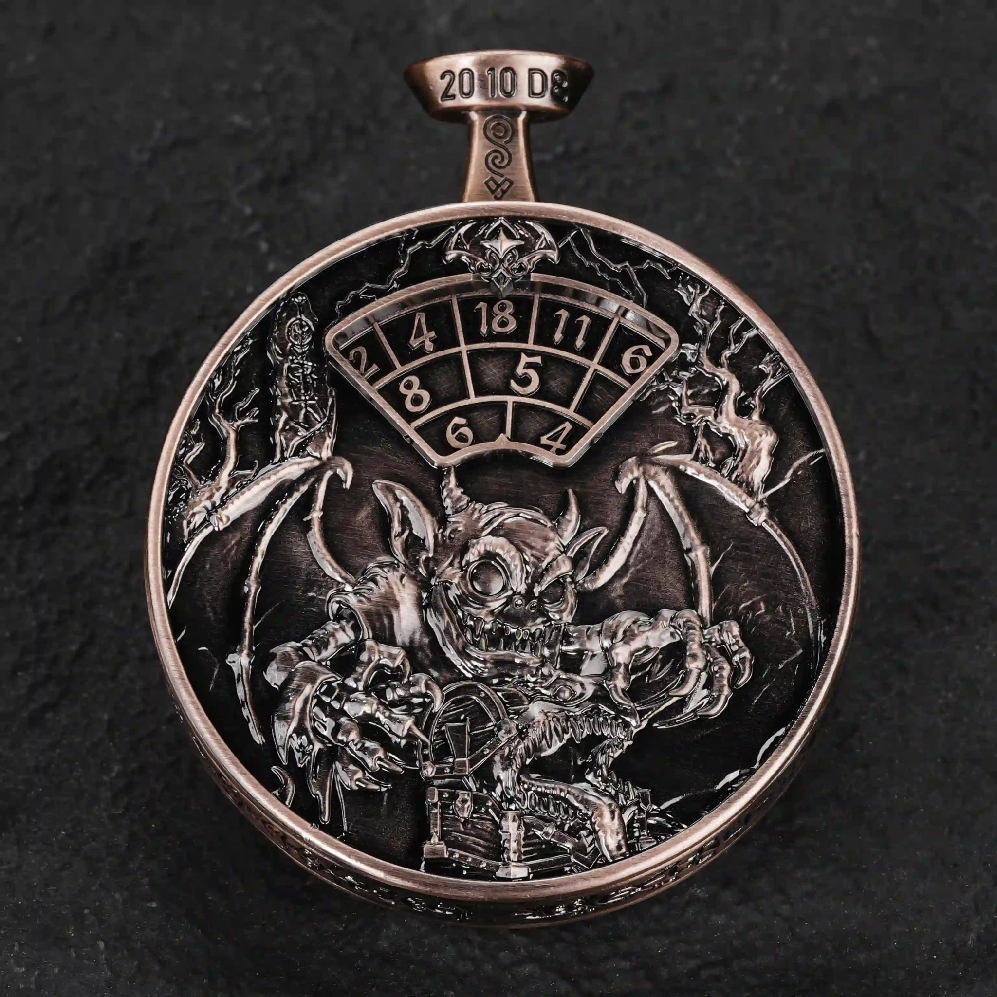Unique Metal DND Spinning Dice Pocket Watch - Bear Dice