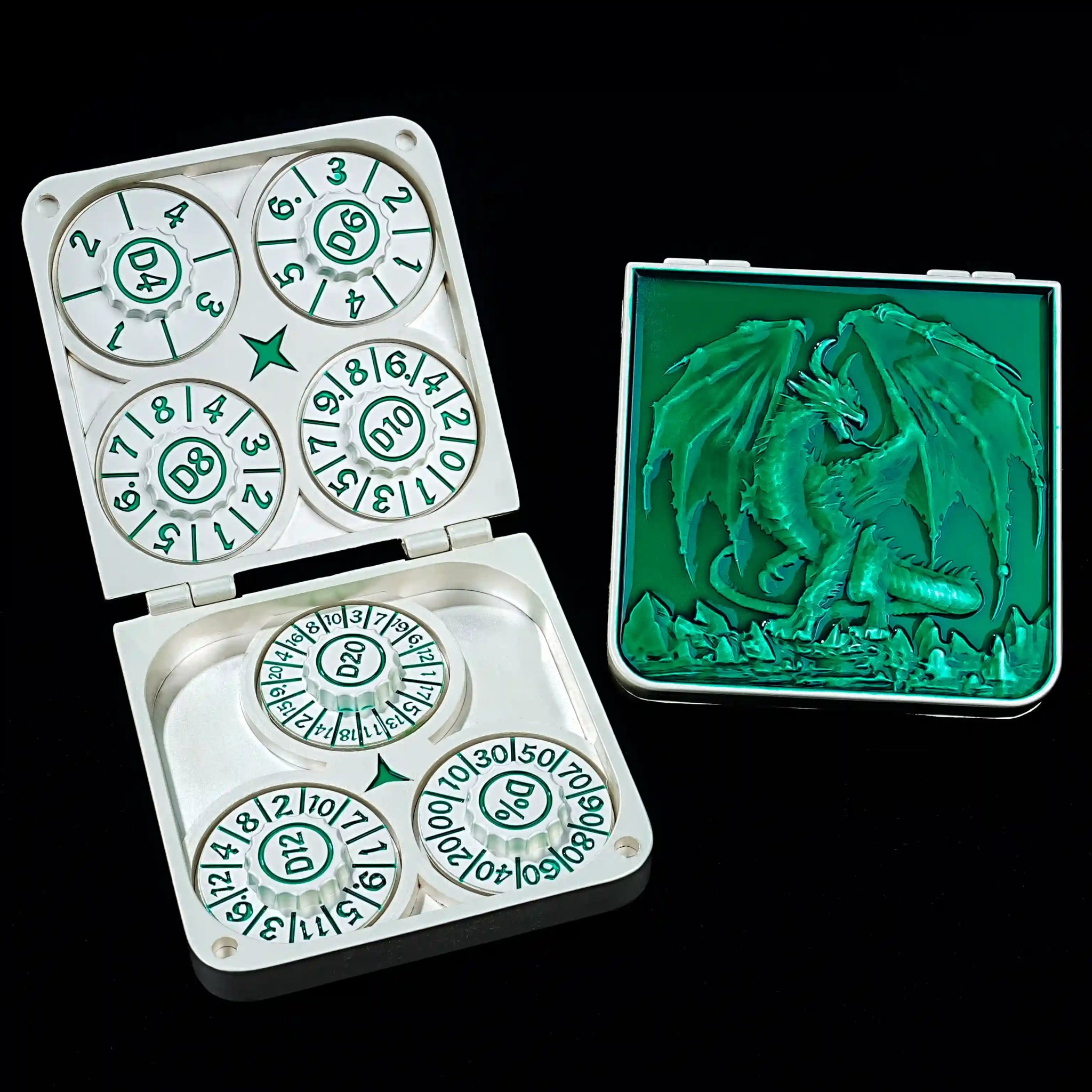 Unique Metal Foldable Dice Box with Magnets 7 in 1 Roulette DND Dice Spinner - Bear Dice