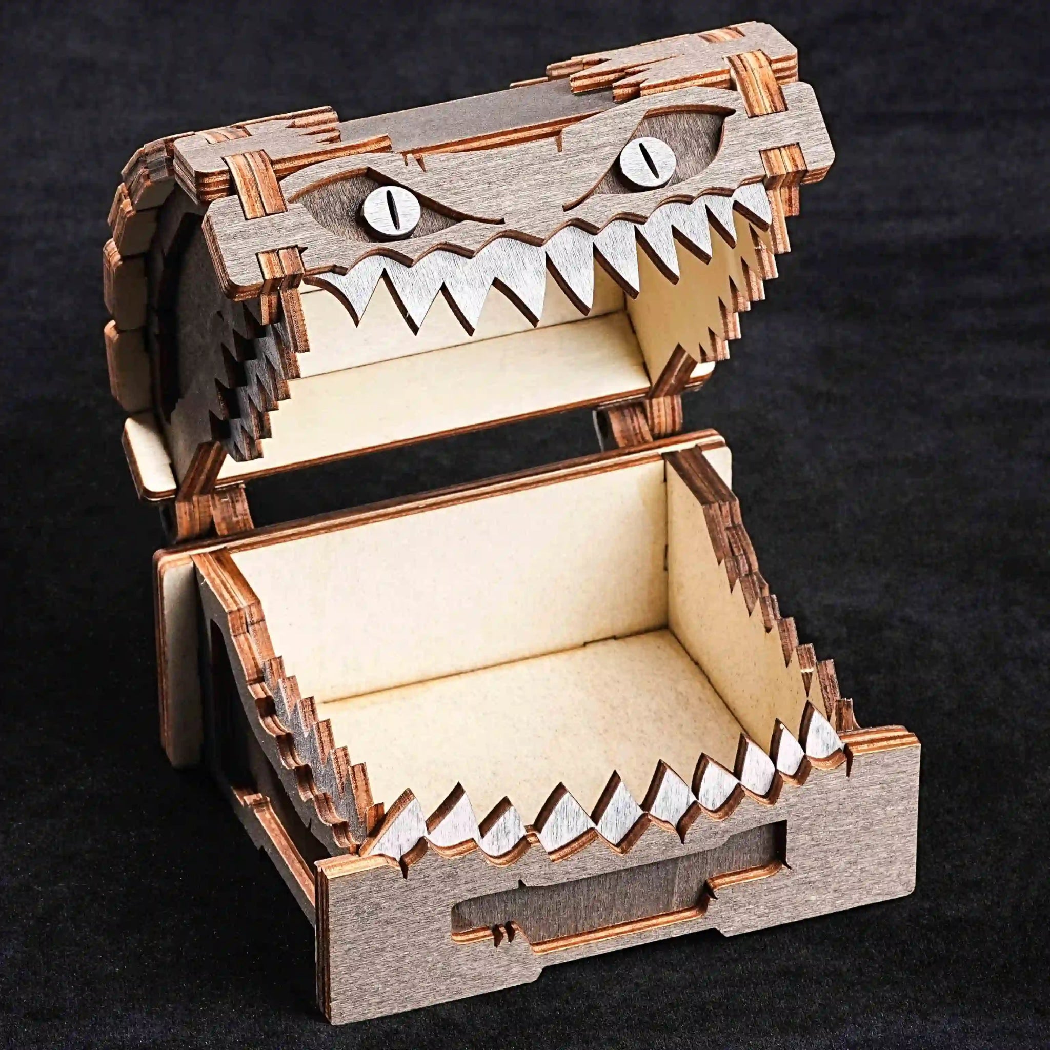 Unique Sawtooth Monster Dice Organizer - Wooden DND Dice Storage Box - DND Monster Gift - Bear Dice