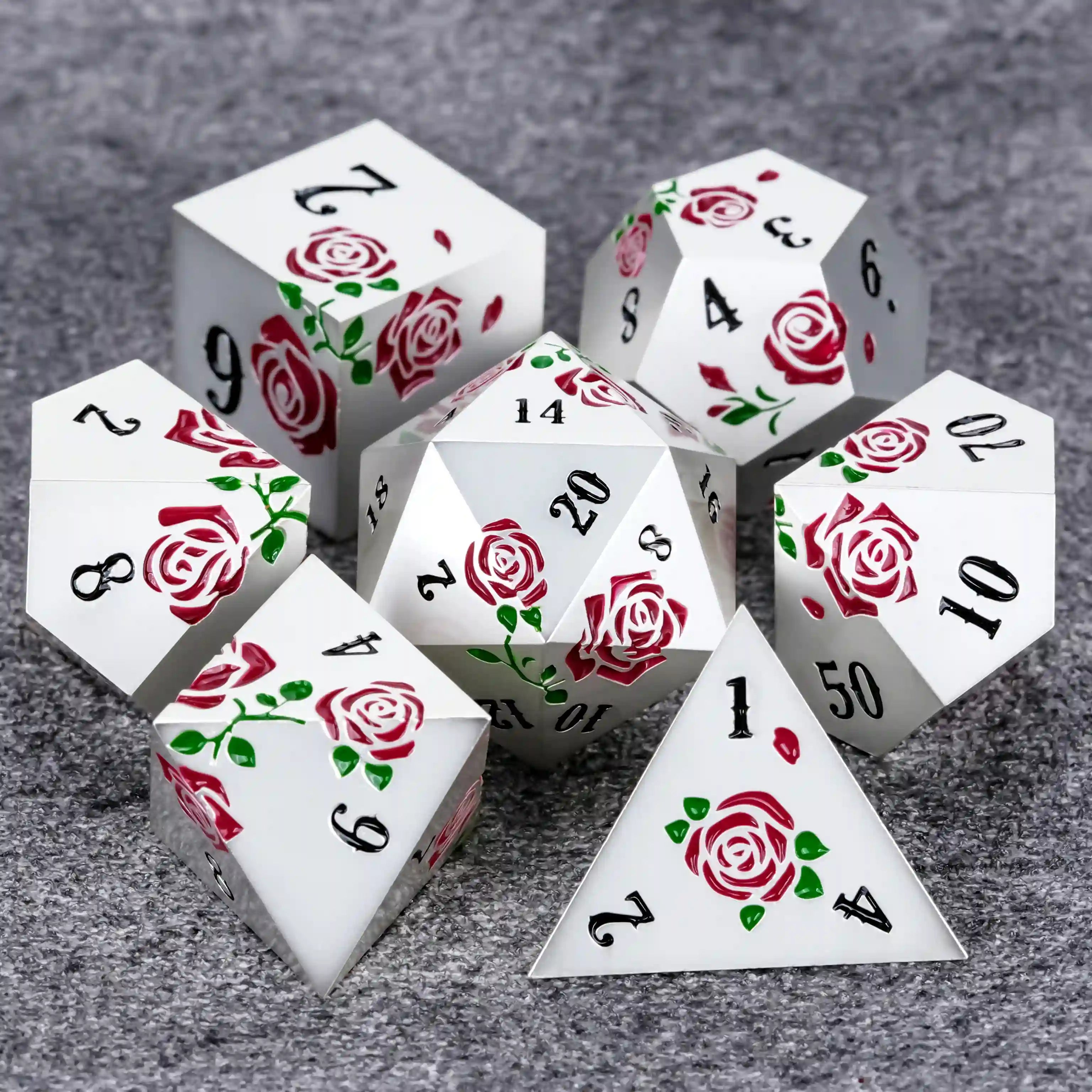 Valentine's Day DND Dice Gift - Rose Metal Dice Set - Bear Dice