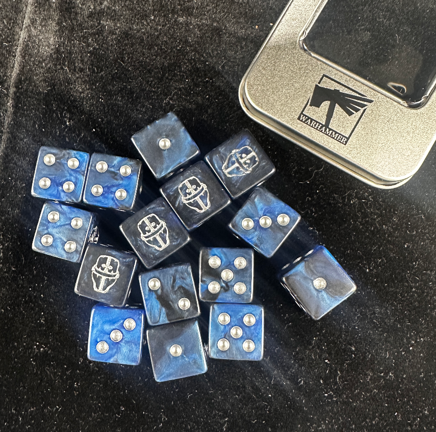 Warhammer 40K Imperial Knight Acrylic D6 Dice set with metal storage tin box | Bear Dice