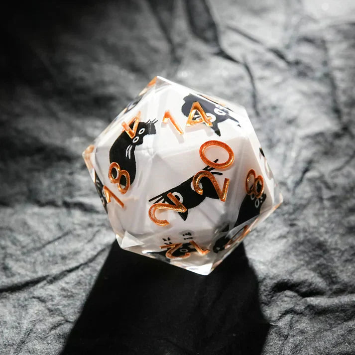 Resin Black Cat D20 Dice | Bear Dice