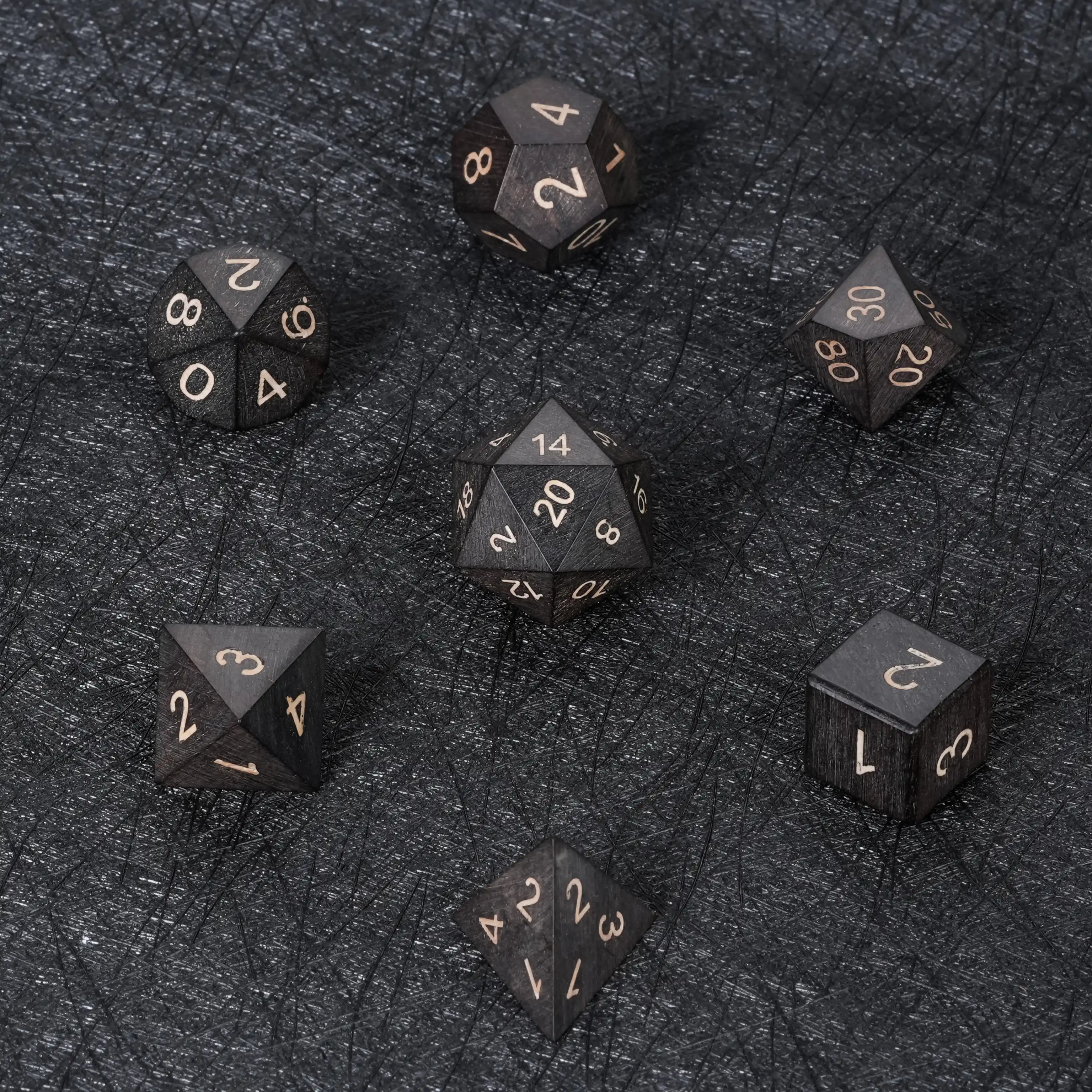 Black Ebony Wood DND Dice Set  | Bear Dice