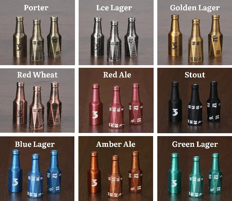 Unique Metal Beer Bottle D&D Polyhedral Dice Set (Available in 9 Colors) | Bear Dice